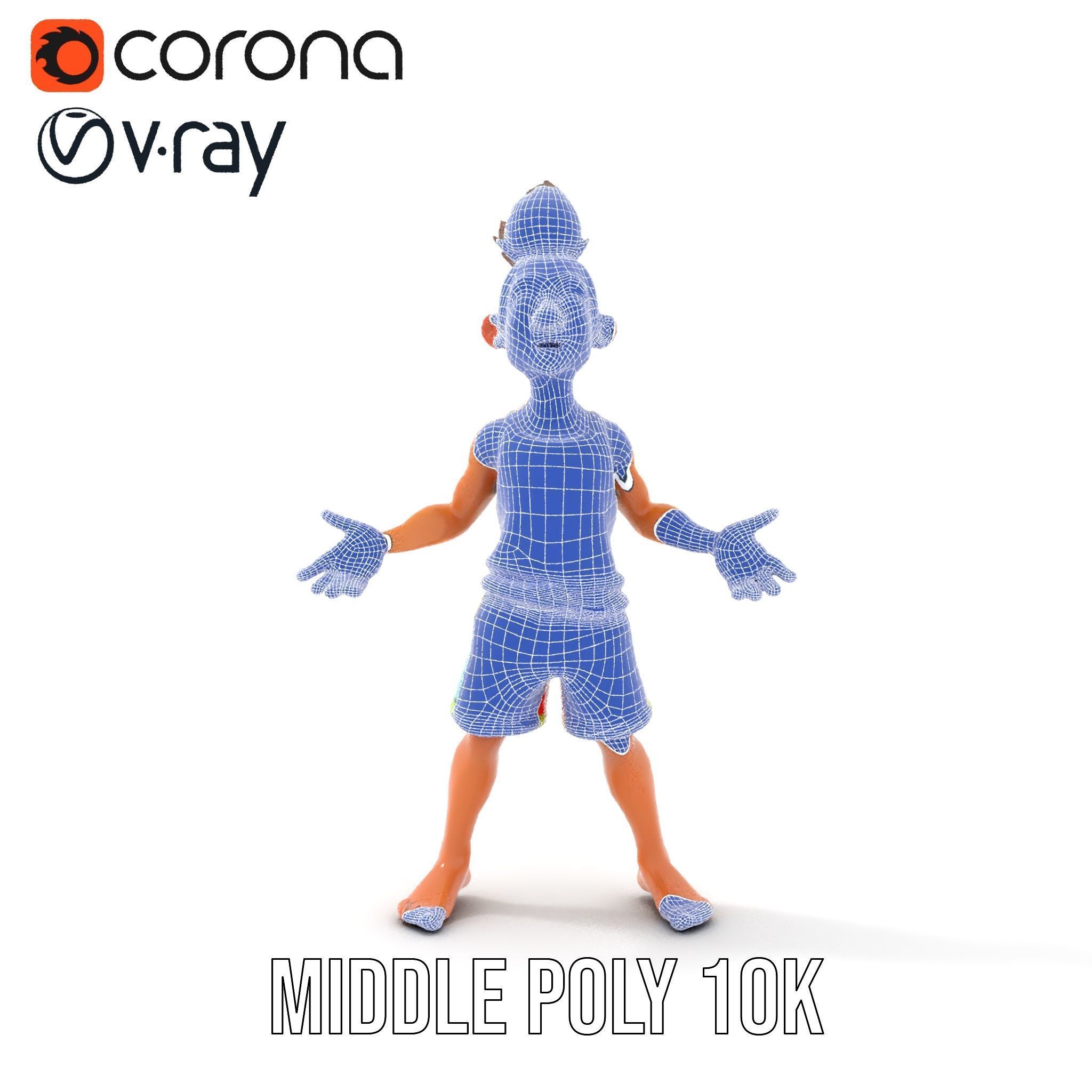 Youthful Cartoon Character Rigged and Animated Low-poly 3D model_35