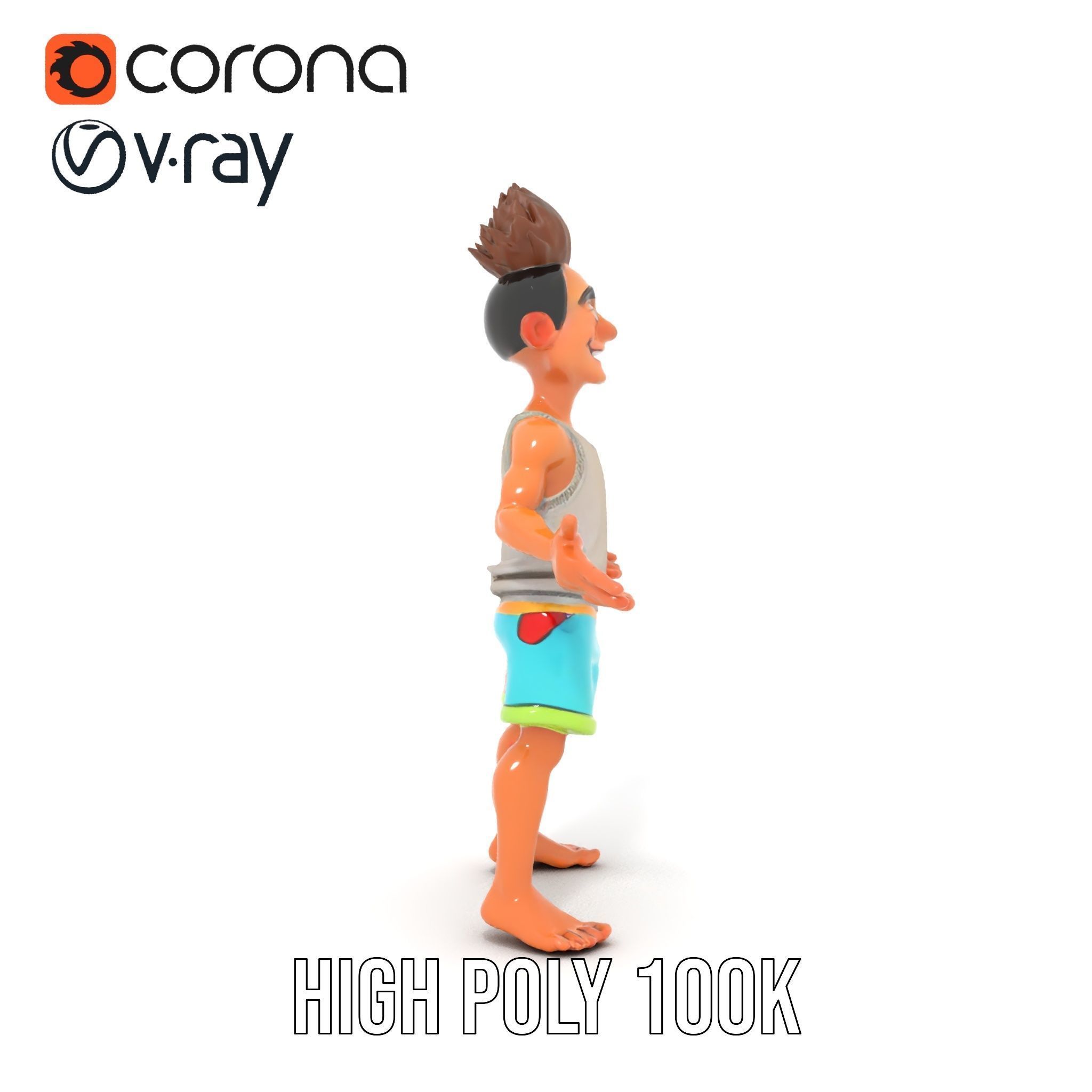 Youthful Cartoon Character Rigged and Animated Low-poly 3D model_29