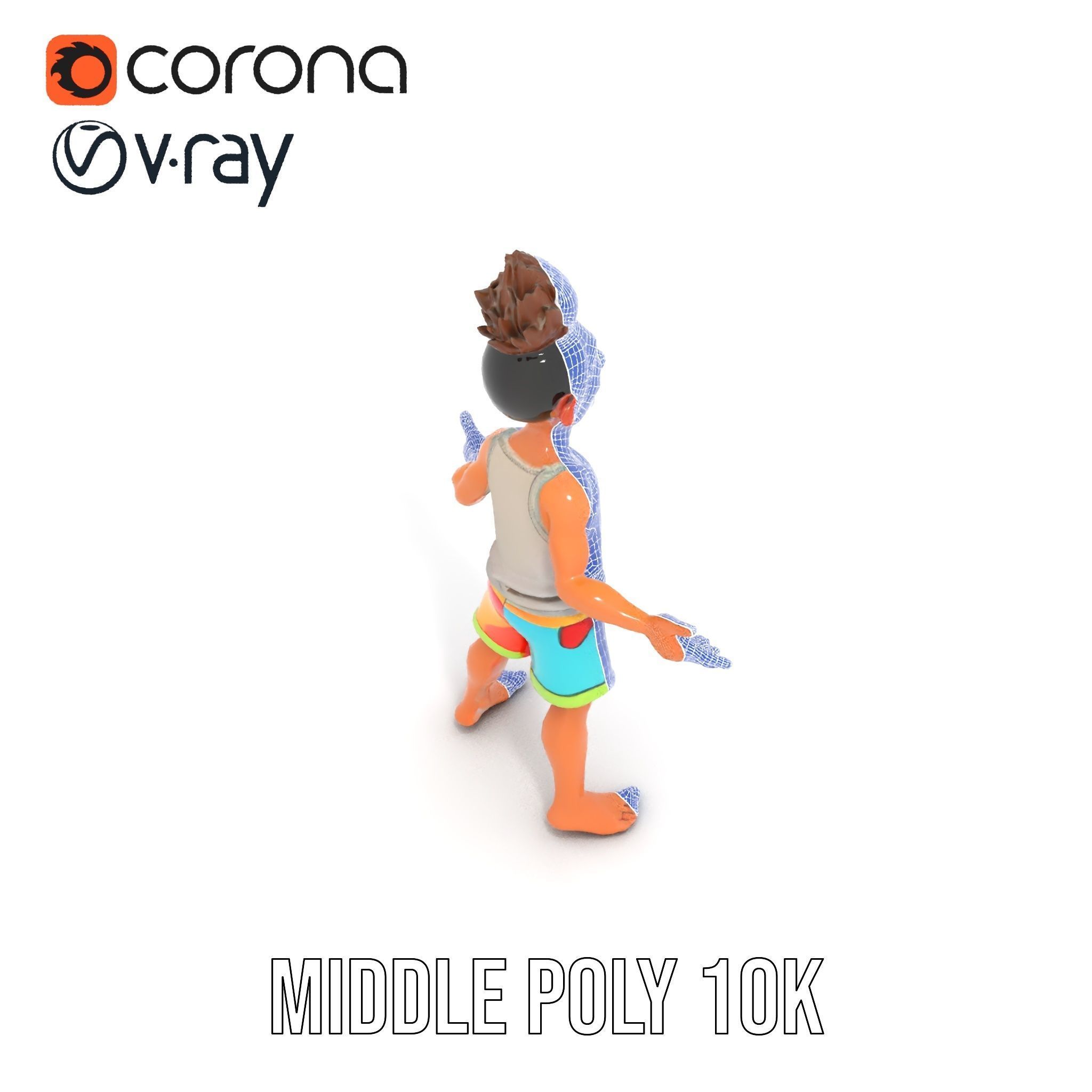 Youthful Cartoon Character Rigged and Animated Low-poly 3D model_21