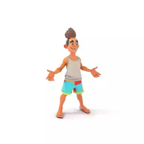 Youthful Cartoon Character Rigged and Animated