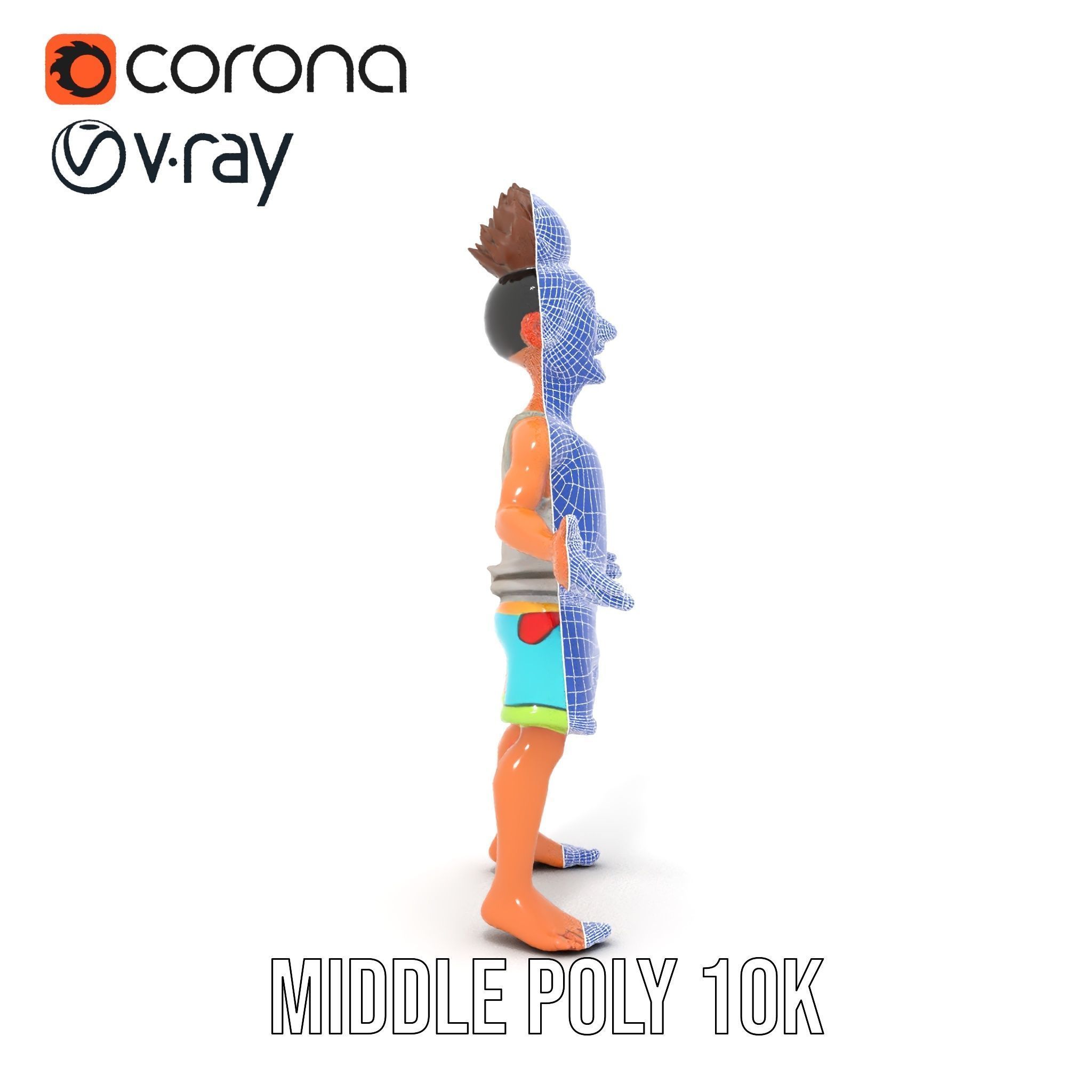 Youthful Cartoon Character Rigged and Animated Low-poly 3D model_30