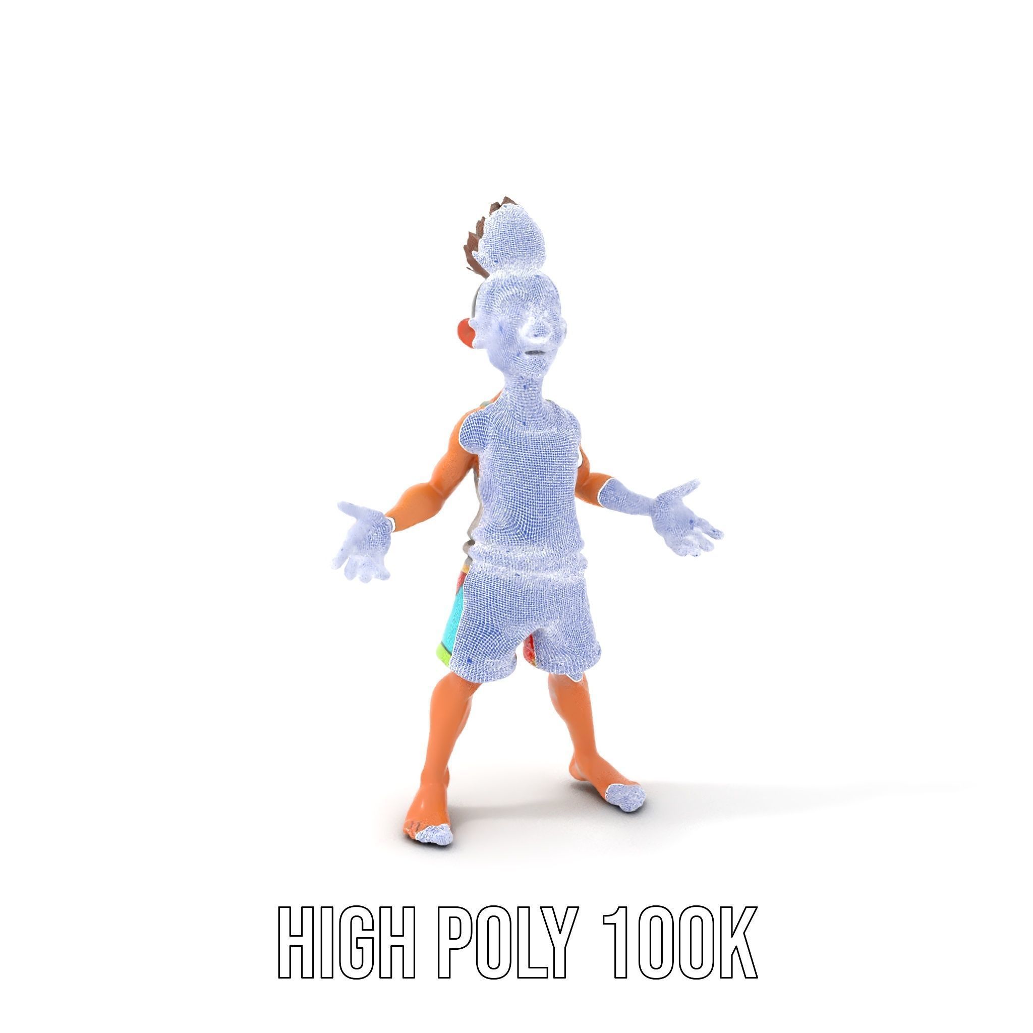Youthful Cartoon Character Rigged and Animated Low-poly 3D model_4