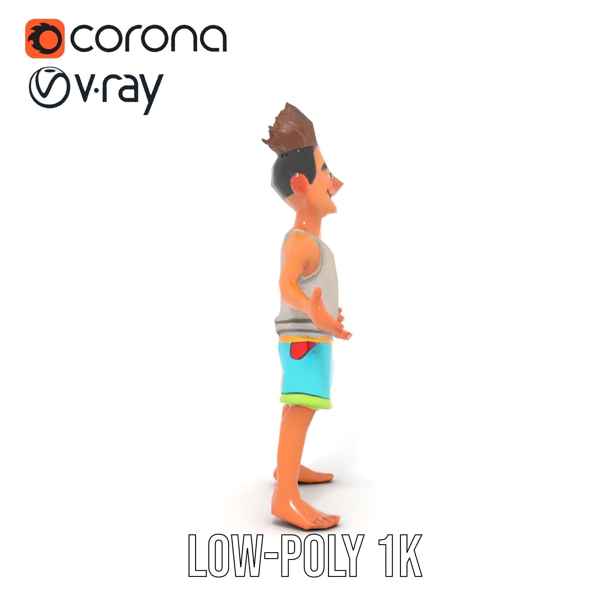 Youthful Cartoon Character Rigged and Animated Low-poly 3D model_25