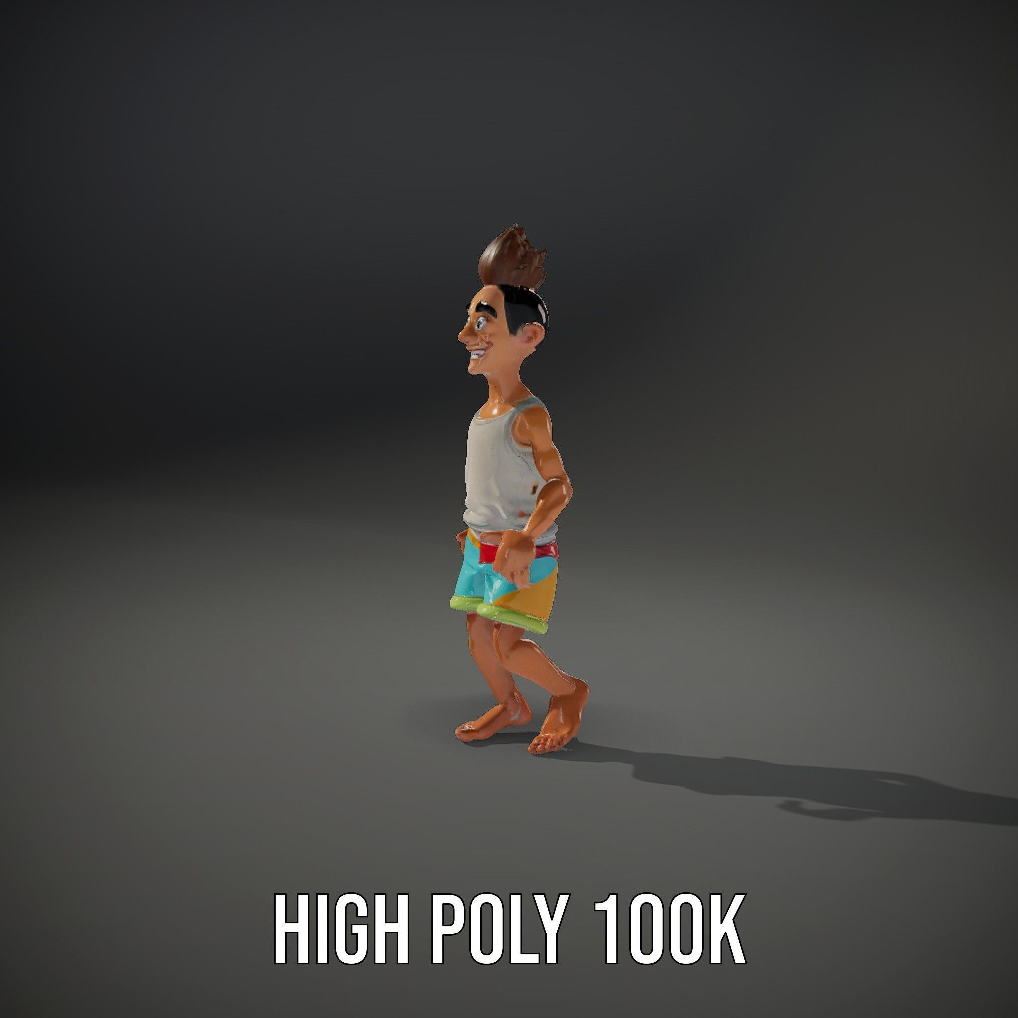 Youthful Cartoon Character Rigged and Animated Low-poly 3D model_9