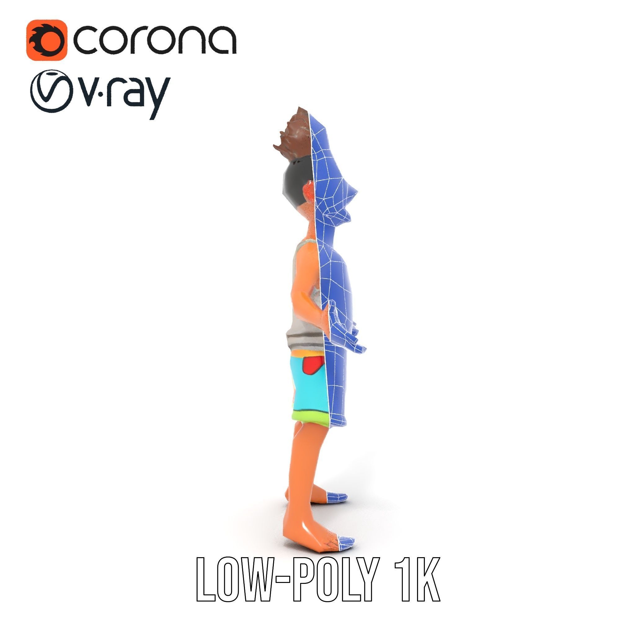 Youthful Cartoon Character Rigged and Animated Low-poly 3D model_28