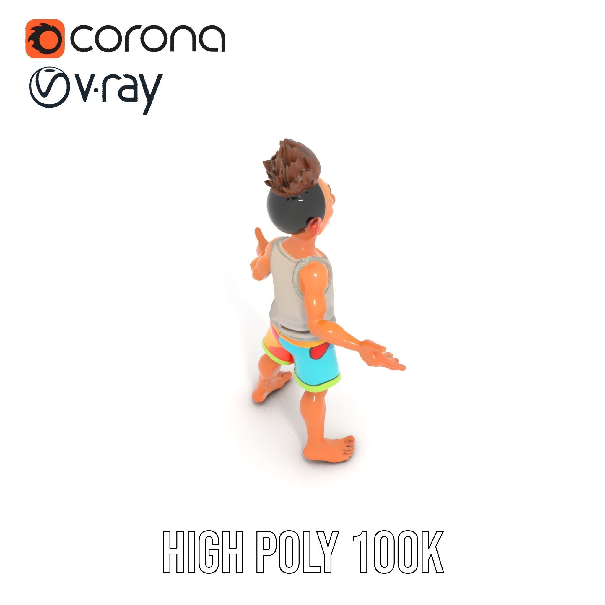 Youthful Cartoon Character Rigged and Animated Low-poly 3D model_20