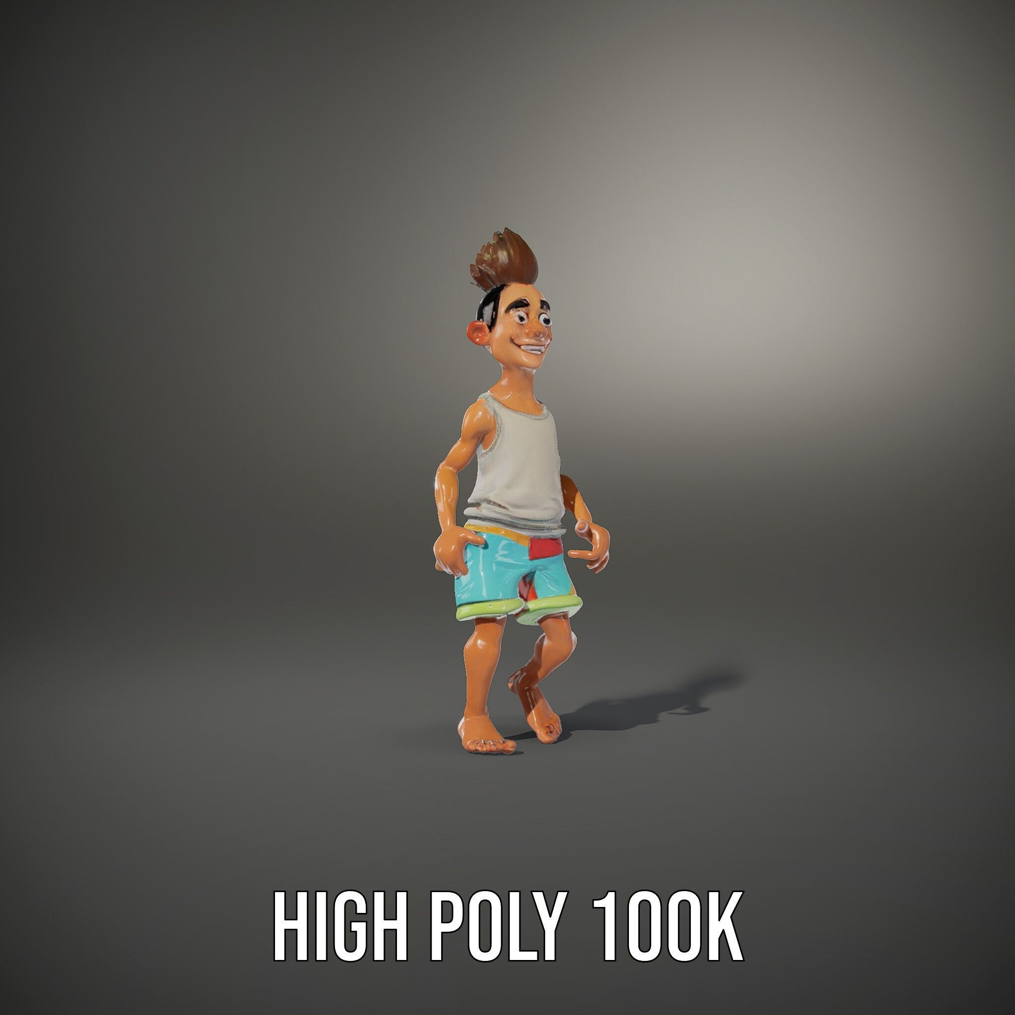 Youthful Cartoon Character Rigged and Animated Low-poly 3D model_12