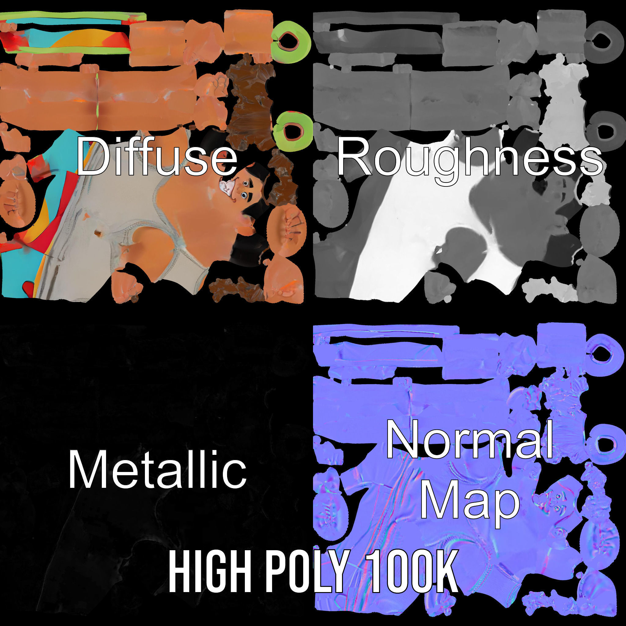 Youthful Cartoon Character Rigged and Animated Low-poly 3D model_3