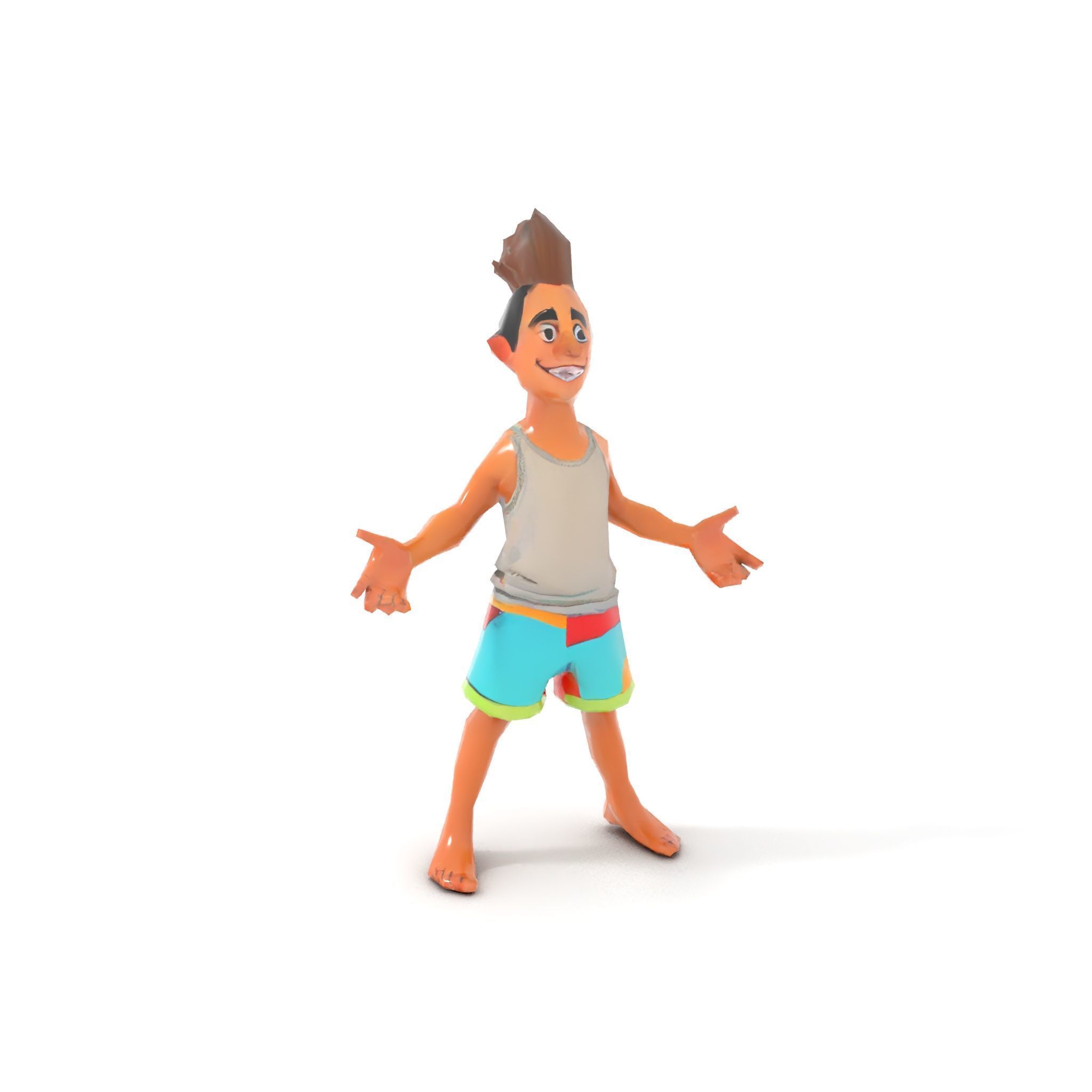 Youthful Cartoon Character Rigged and Animated Low-poly 3D model_7