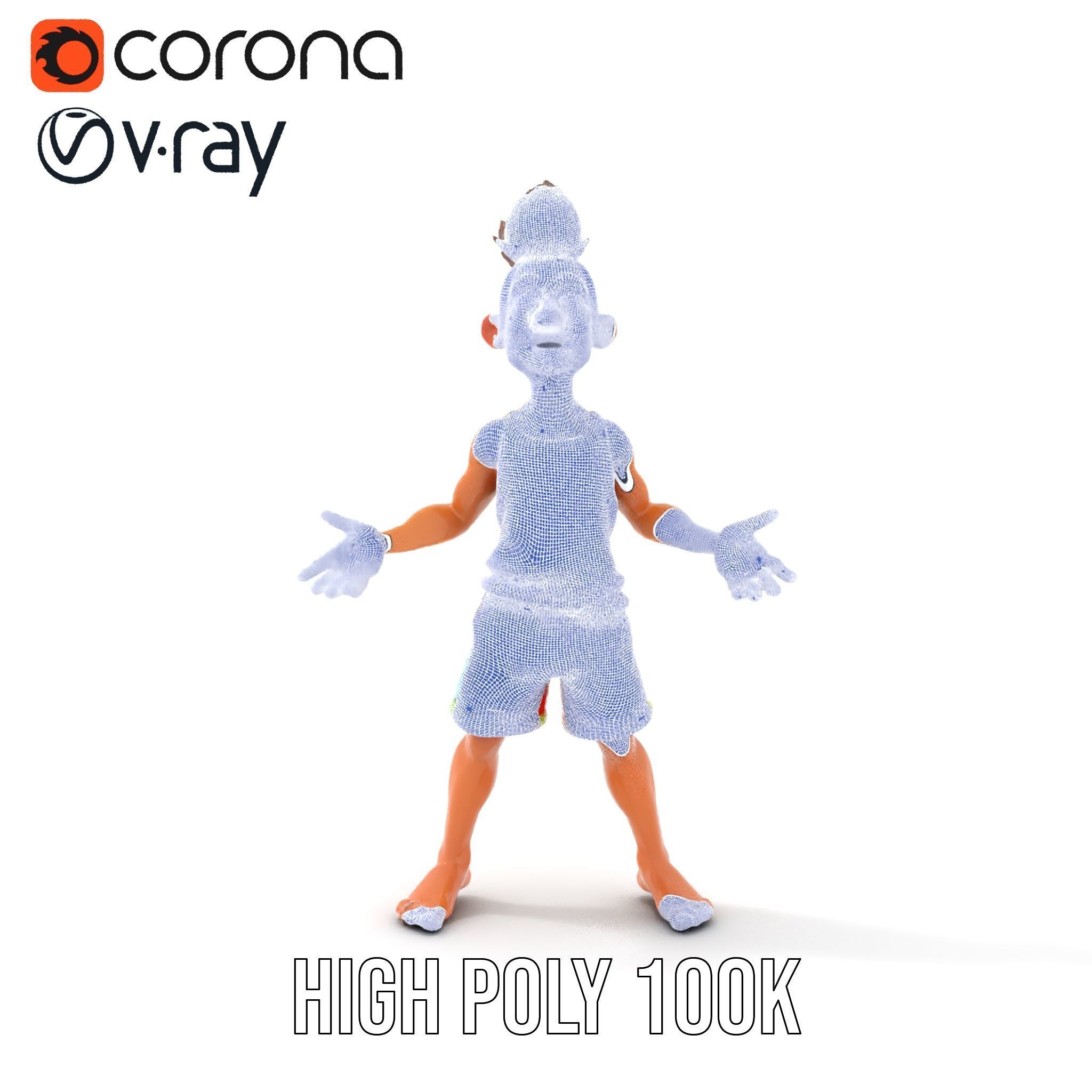 Youthful Cartoon Character Rigged and Animated Low-poly 3D model_34