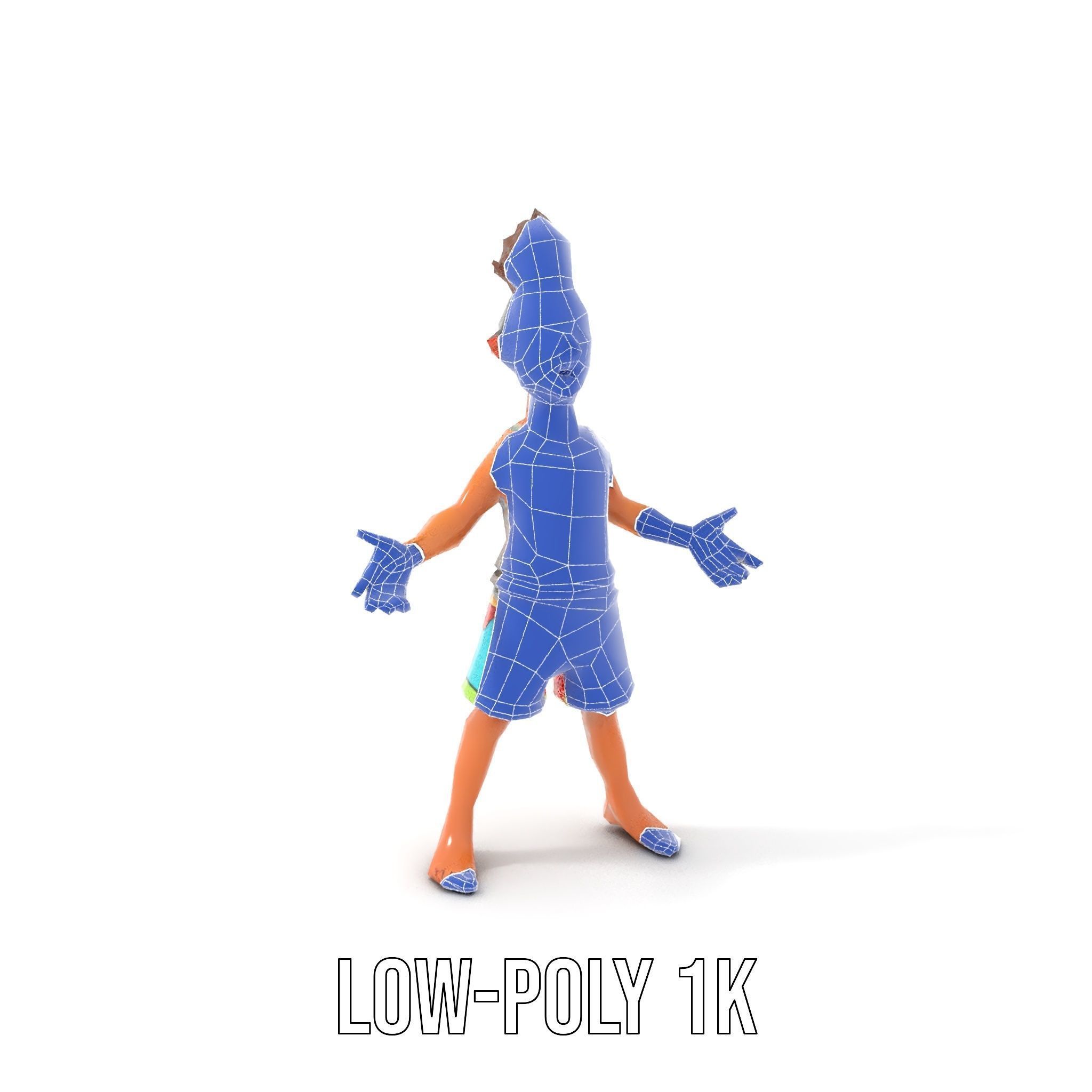 Youthful Cartoon Character Rigged and Animated Low-poly 3D model_16