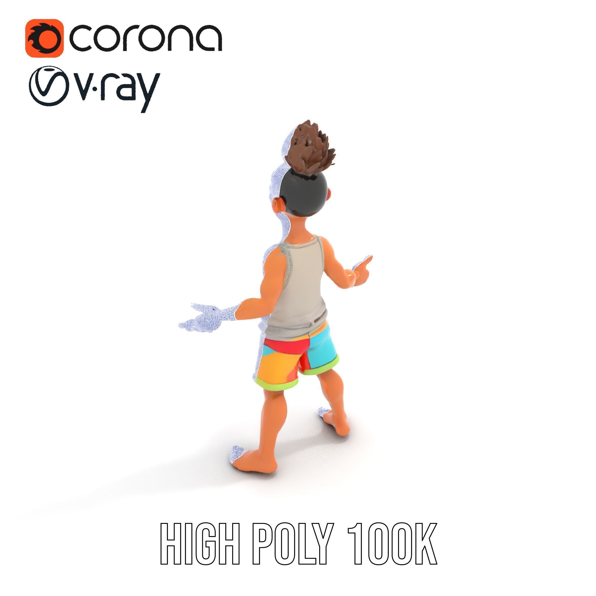 Youthful Cartoon Character Rigged and Animated Low-poly 3D model_23