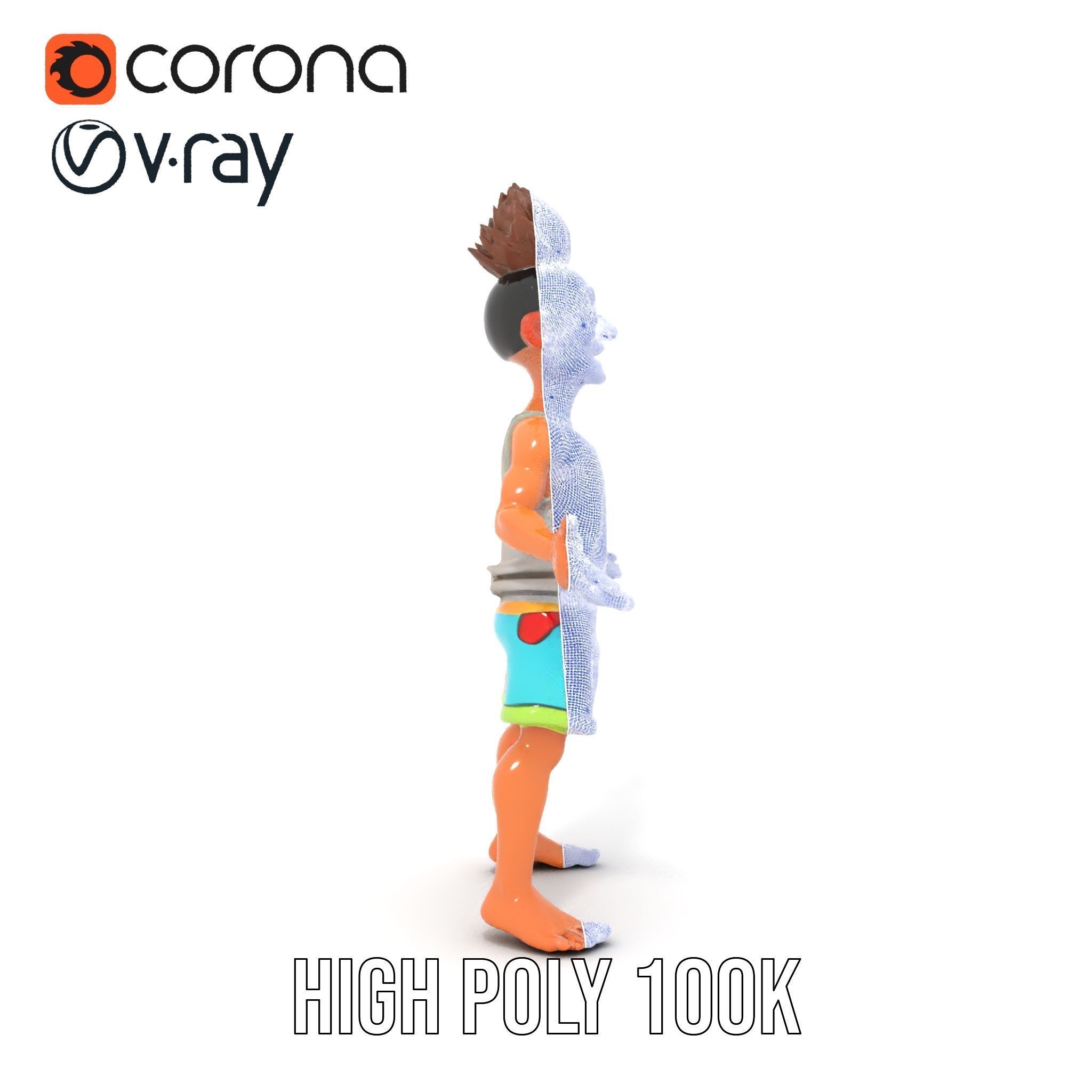 Youthful Cartoon Character Rigged and Animated Low-poly 3D model_36