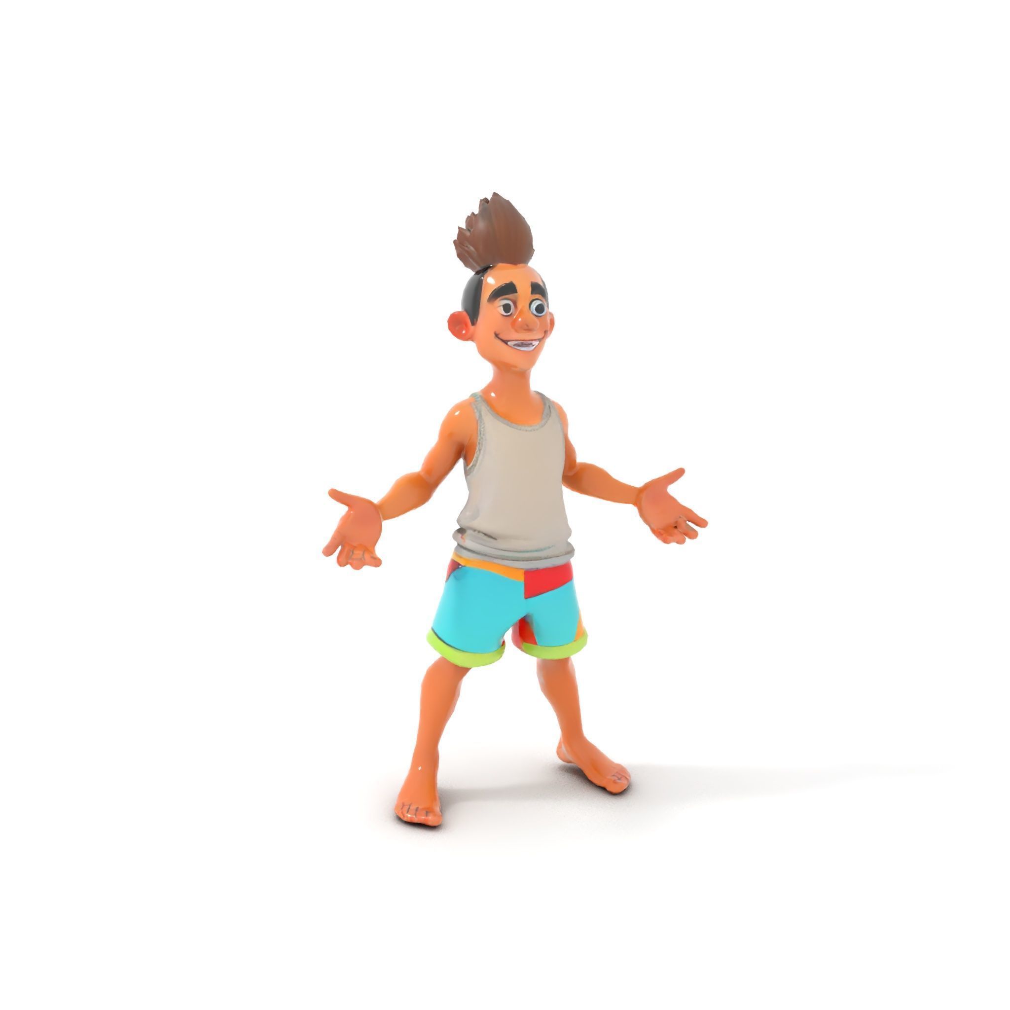 Youthful Cartoon Character Rigged and Animated Low-poly 3D model_13