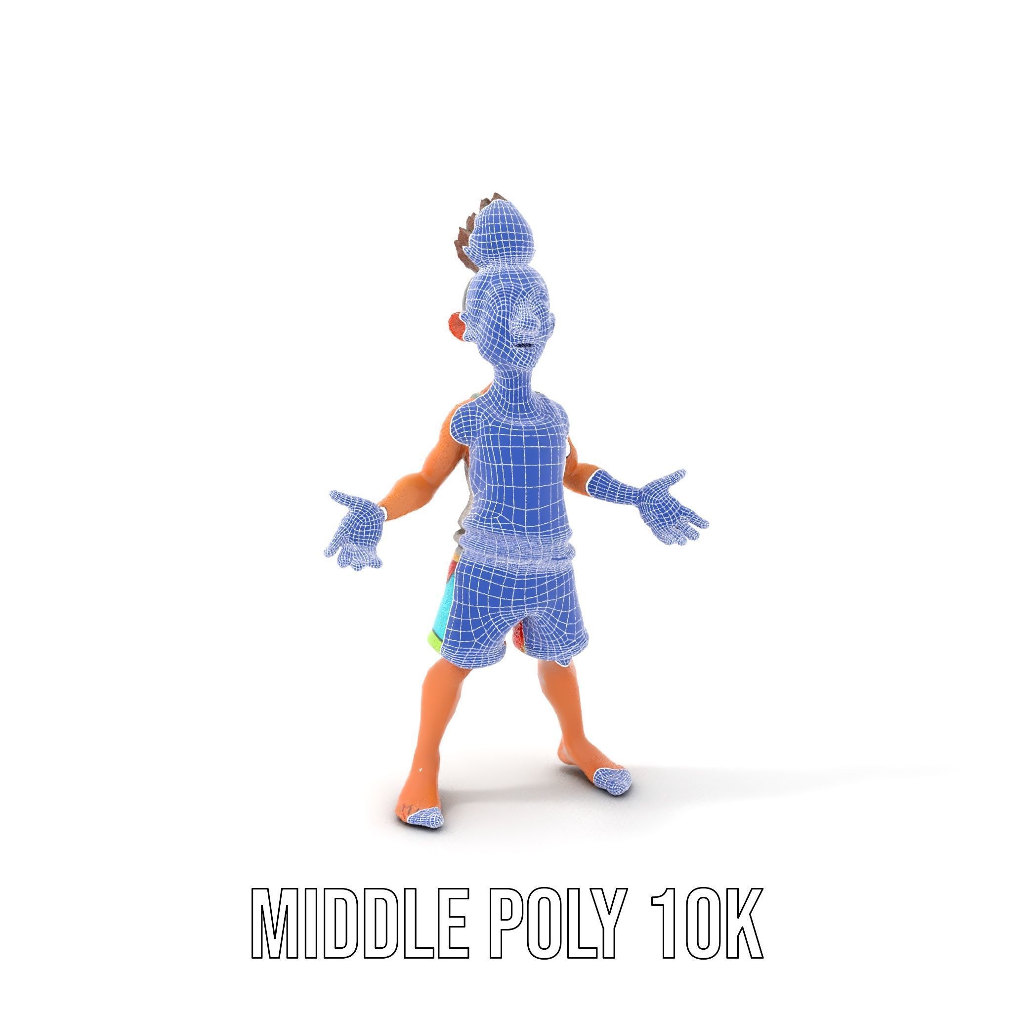 Youthful Cartoon Character Rigged and Animated Low-poly 3D model_33