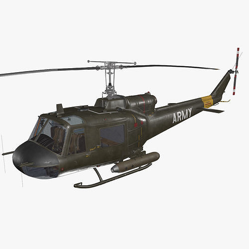 Bell UH-1B US Army Complex Animation Low-poly 3D model
