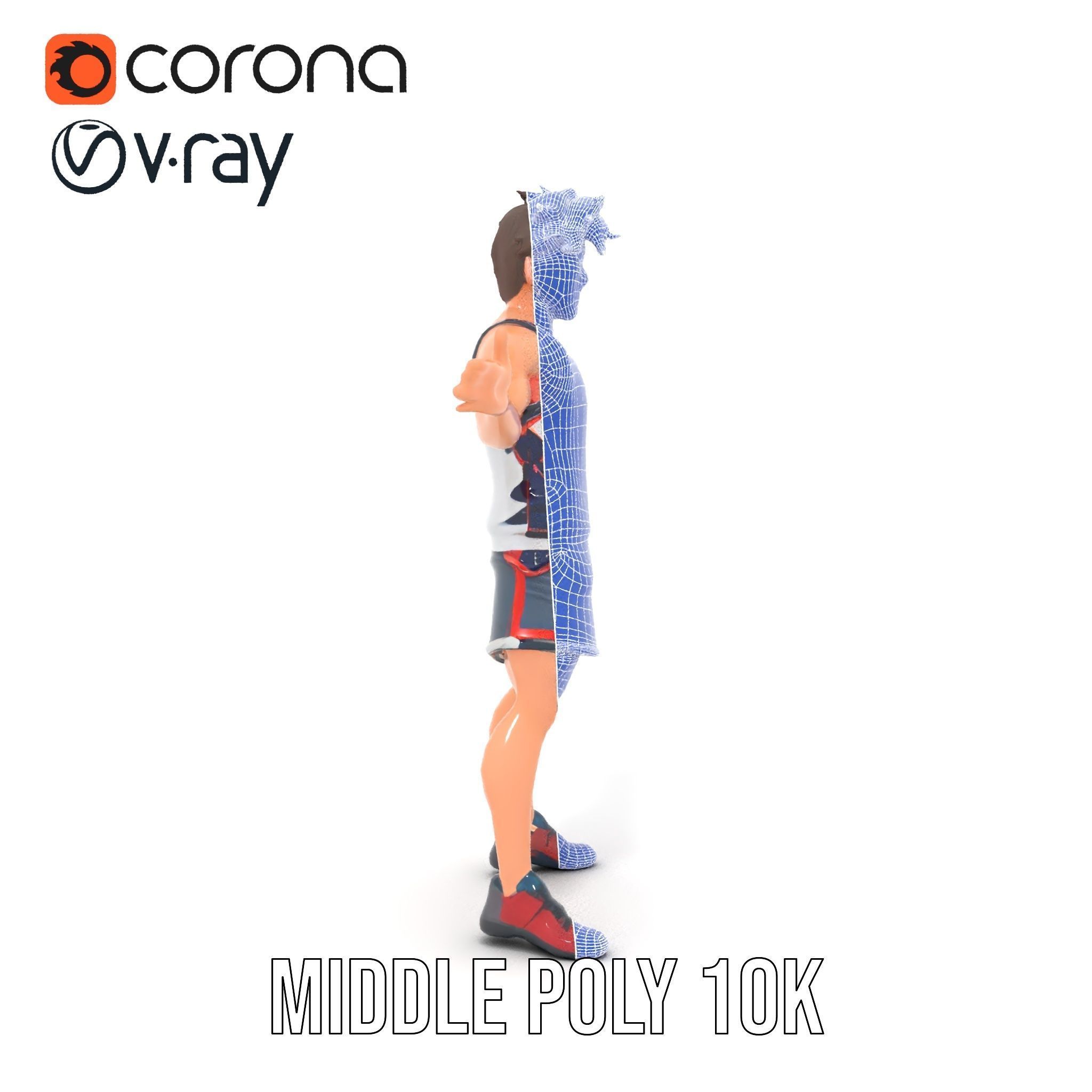 Rigged and Animated D Basketball Player Character Model Low-poly 3D model_26