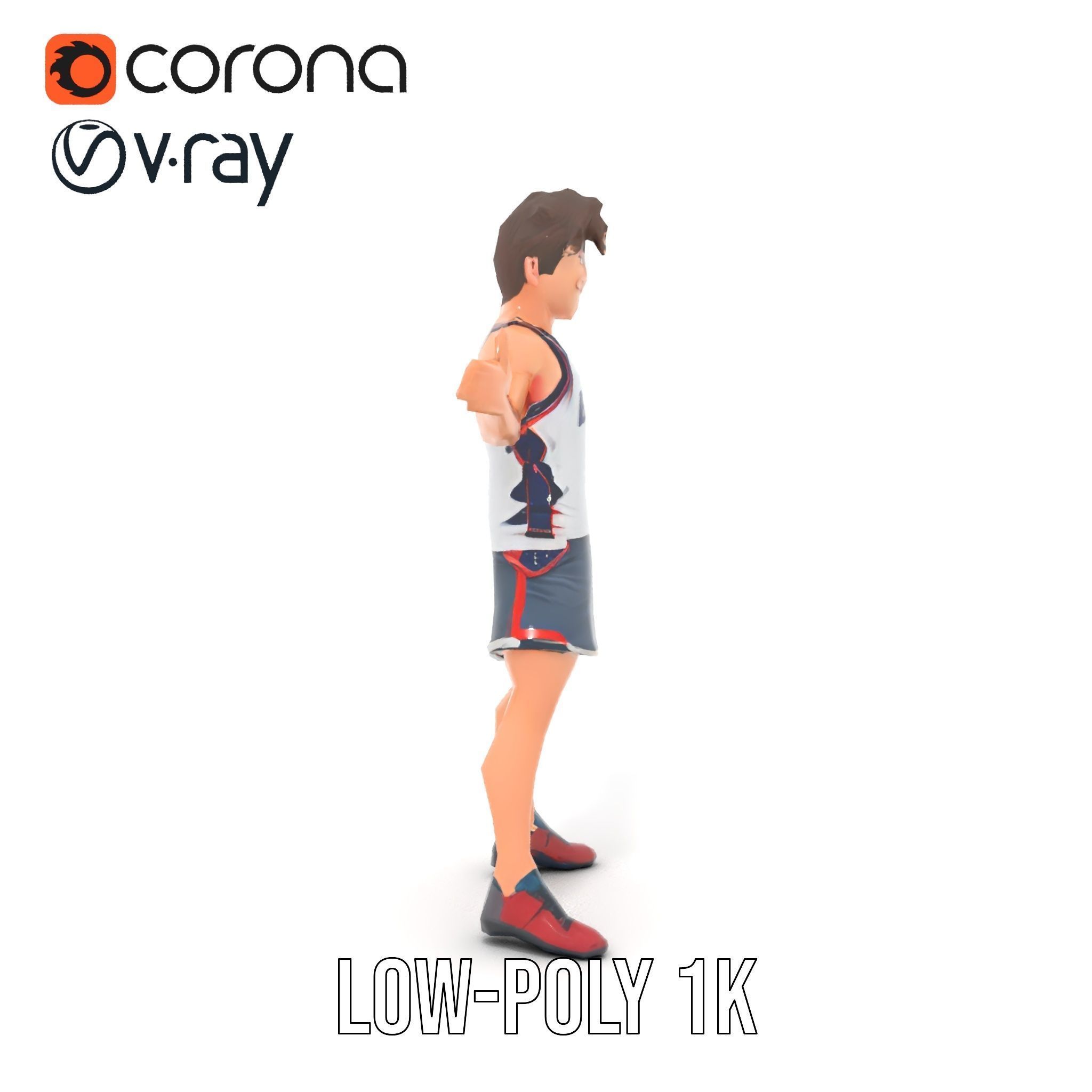 Rigged and Animated D Basketball Player Character Model Low-poly 3D model_11
