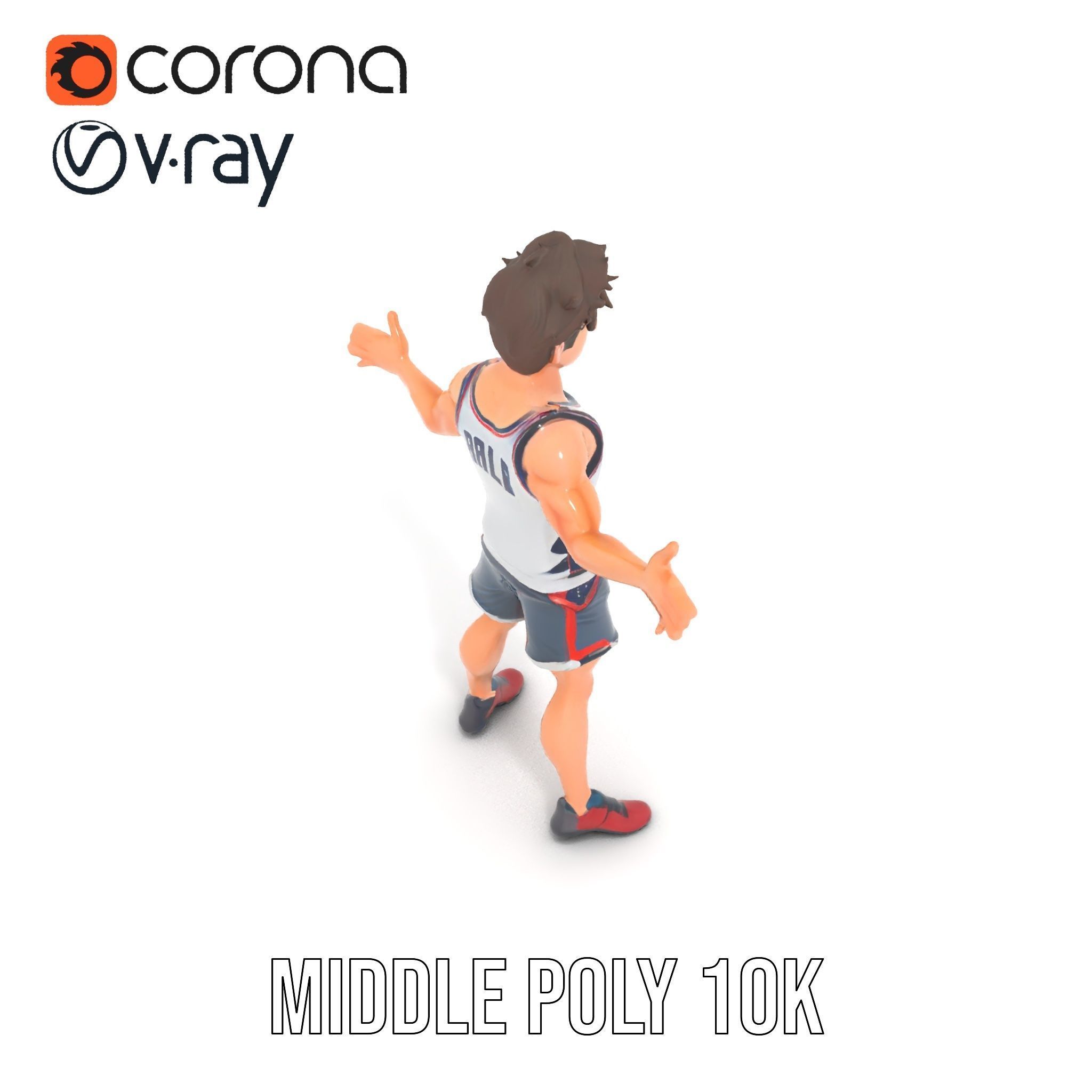 Rigged and Animated D Basketball Player Character Model Low-poly 3D model_13