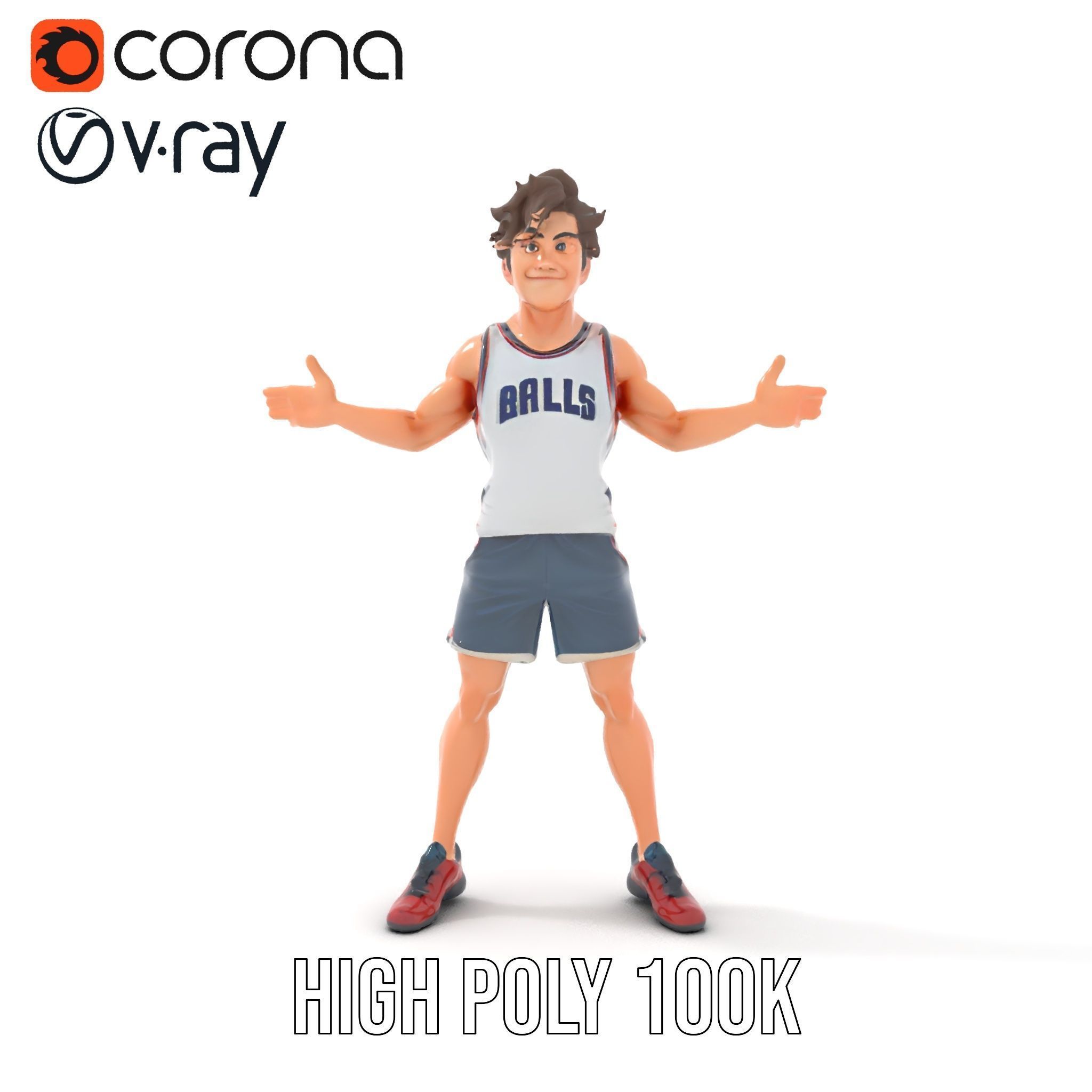 Rigged and Animated D Basketball Player Character Model Low-poly 3D model_18