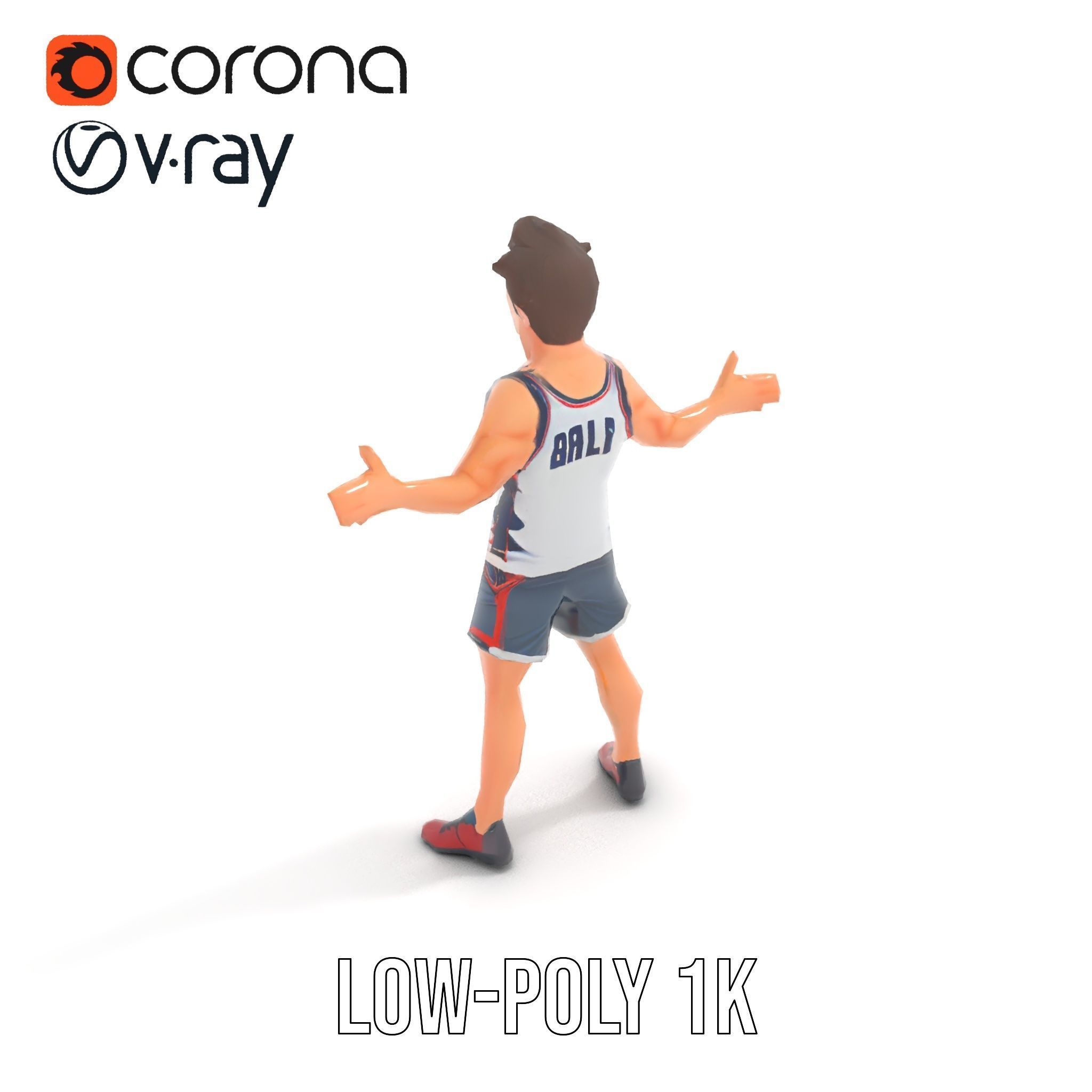 Rigged and Animated D Basketball Player Character Model Low-poly 3D model_14