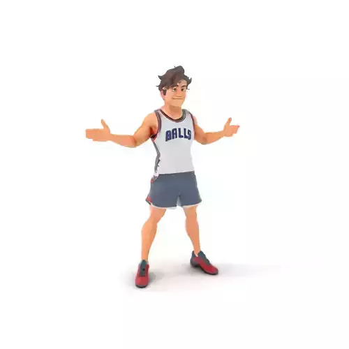 Rigged and Animated D Basketball Player Character Model Low-poly 3D model
