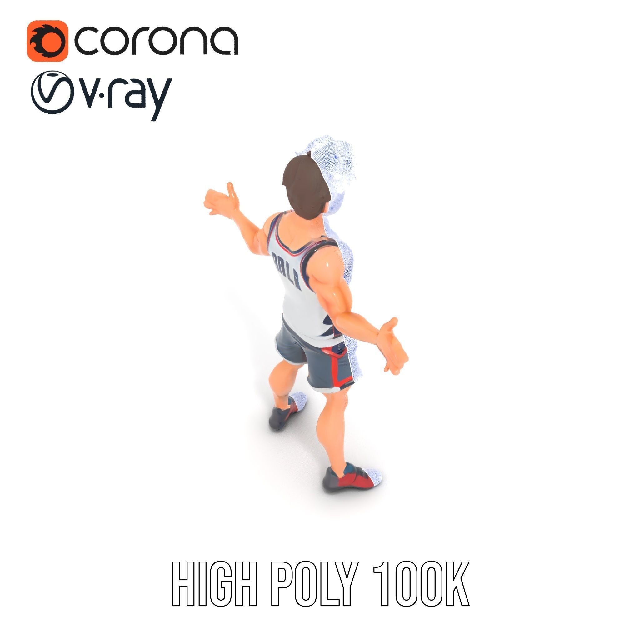 Rigged and Animated D Basketball Player Character Model Low-poly 3D model_33