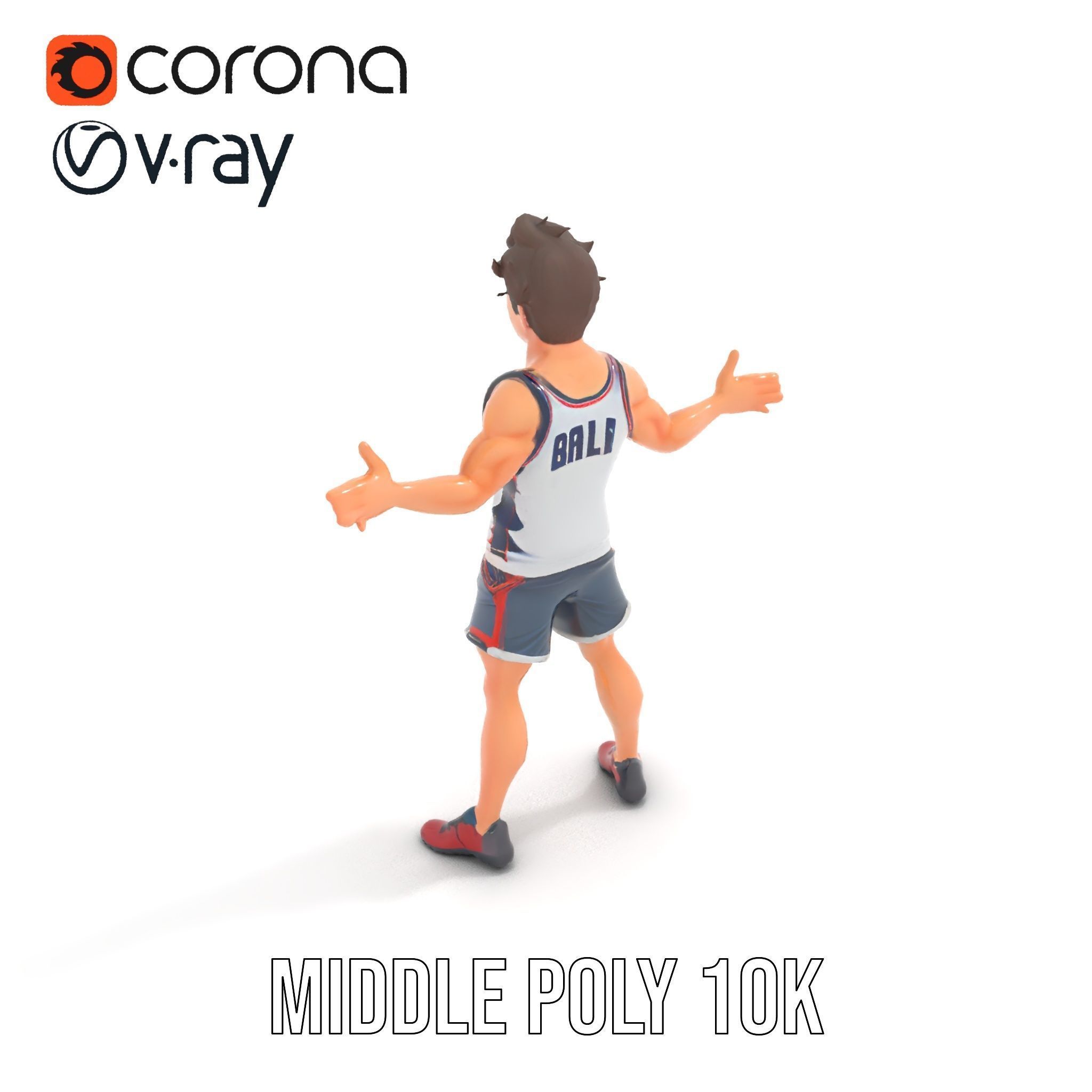 Rigged and Animated D Basketball Player Character Model Low-poly 3D model_21