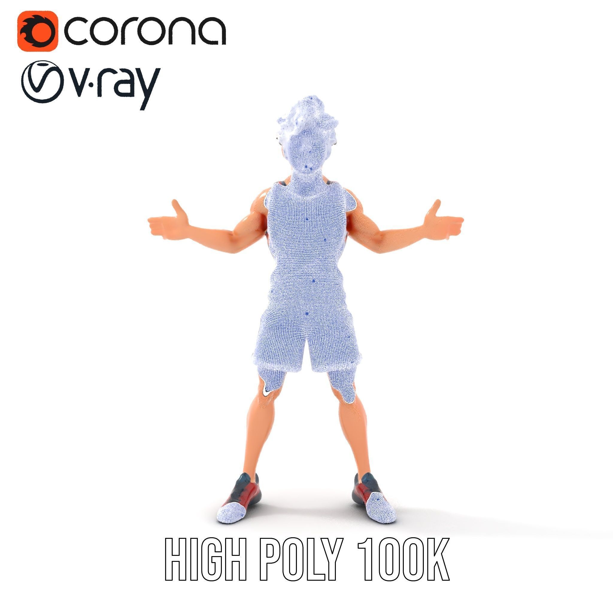 Rigged and Animated D Basketball Player Character Model Low-poly 3D model_35