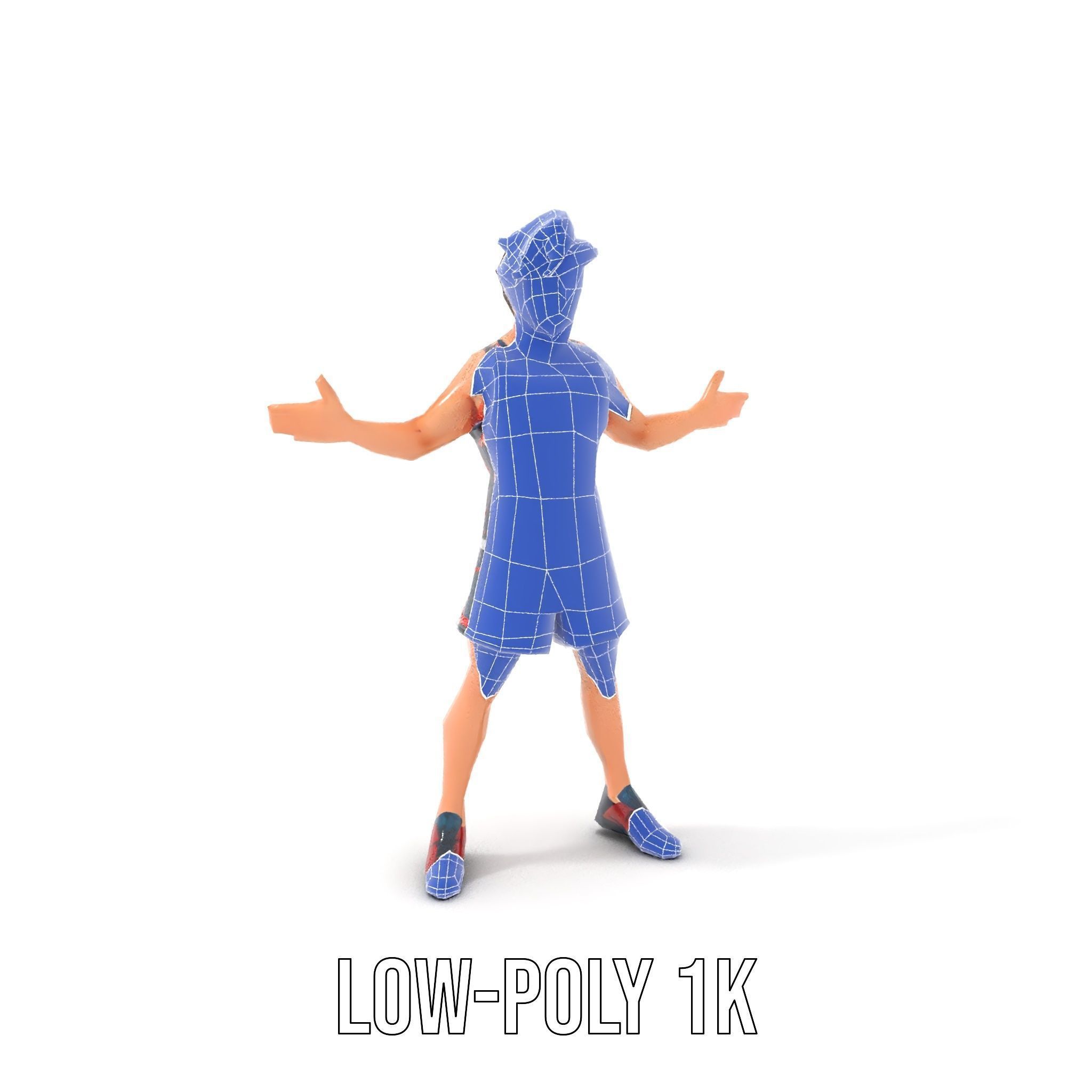 Rigged and Animated D Basketball Player Character Model Low-poly 3D model_7
