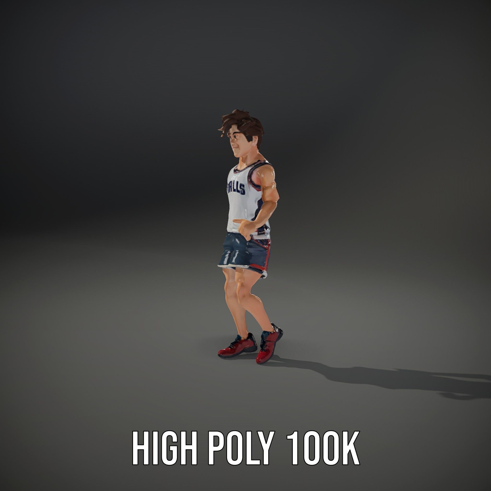 Rigged and Animated D Basketball Player Character Model Low-poly 3D model_12
