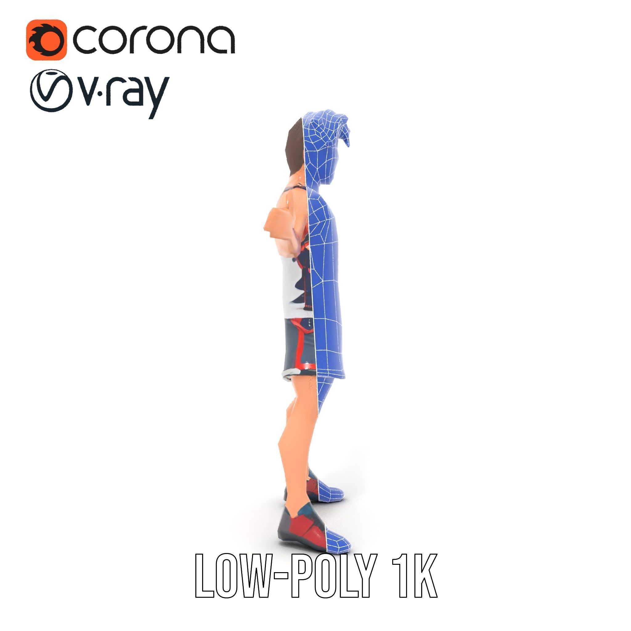 Rigged and Animated D Basketball Player Character Model Low-poly 3D model_27