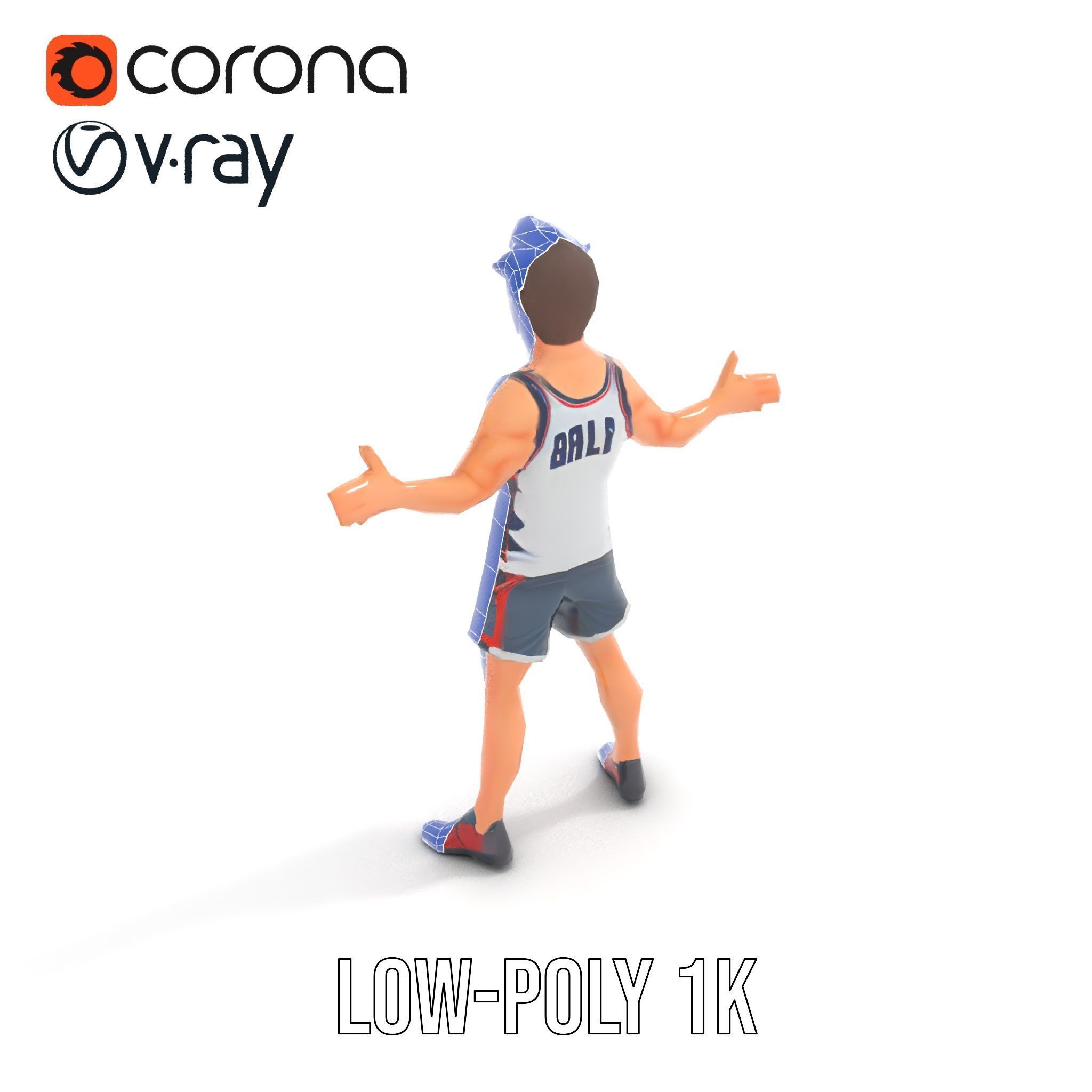 Rigged and Animated D Basketball Player Character Model Low-poly 3D model_20