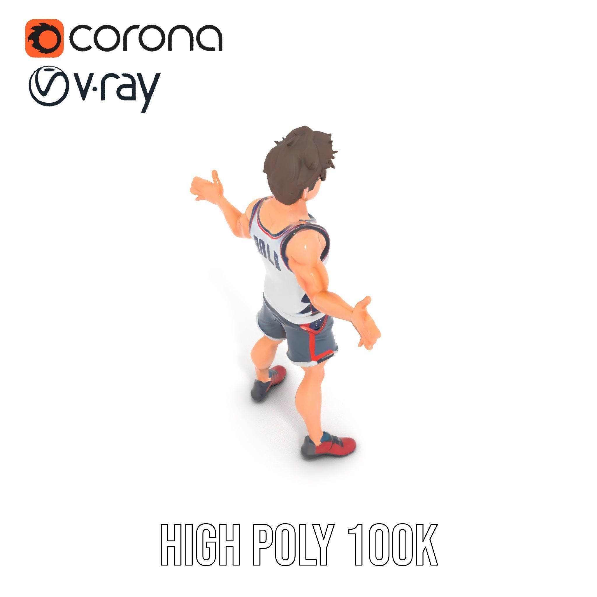 Rigged and Animated D Basketball Player Character Model Low-poly 3D model_25