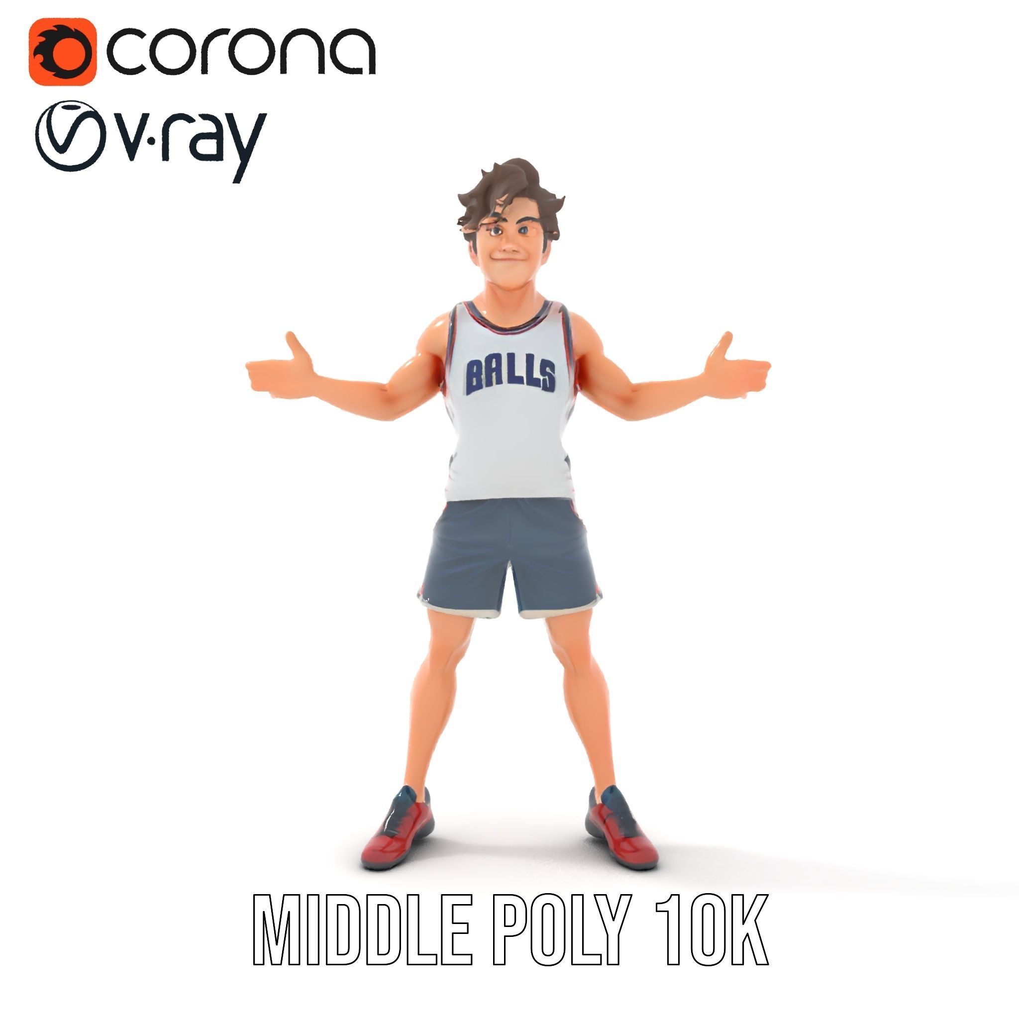 Rigged and Animated D Basketball Player Character Model Low-poly 3D model_23
