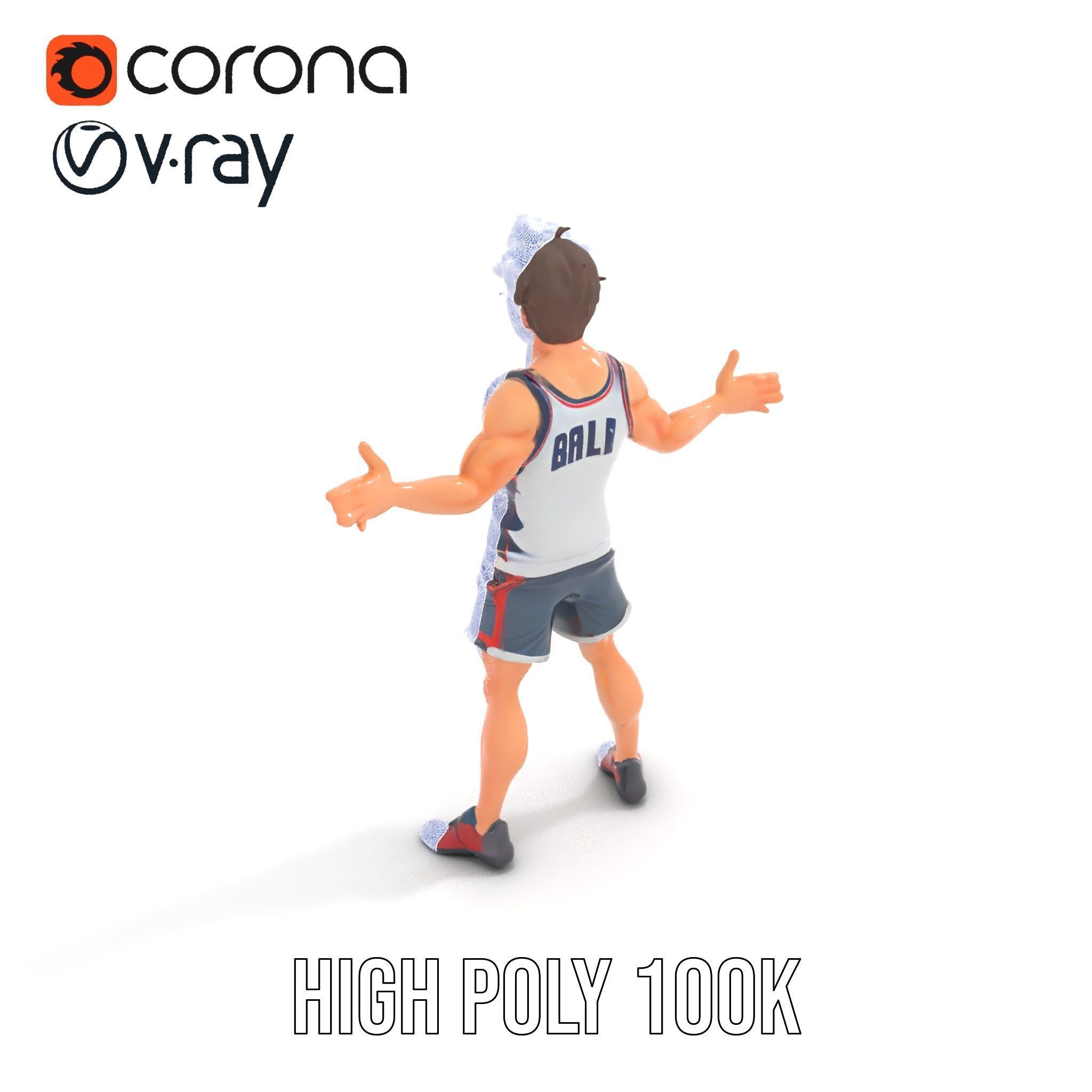 Rigged and Animated D Basketball Player Character Model Low-poly 3D model_36