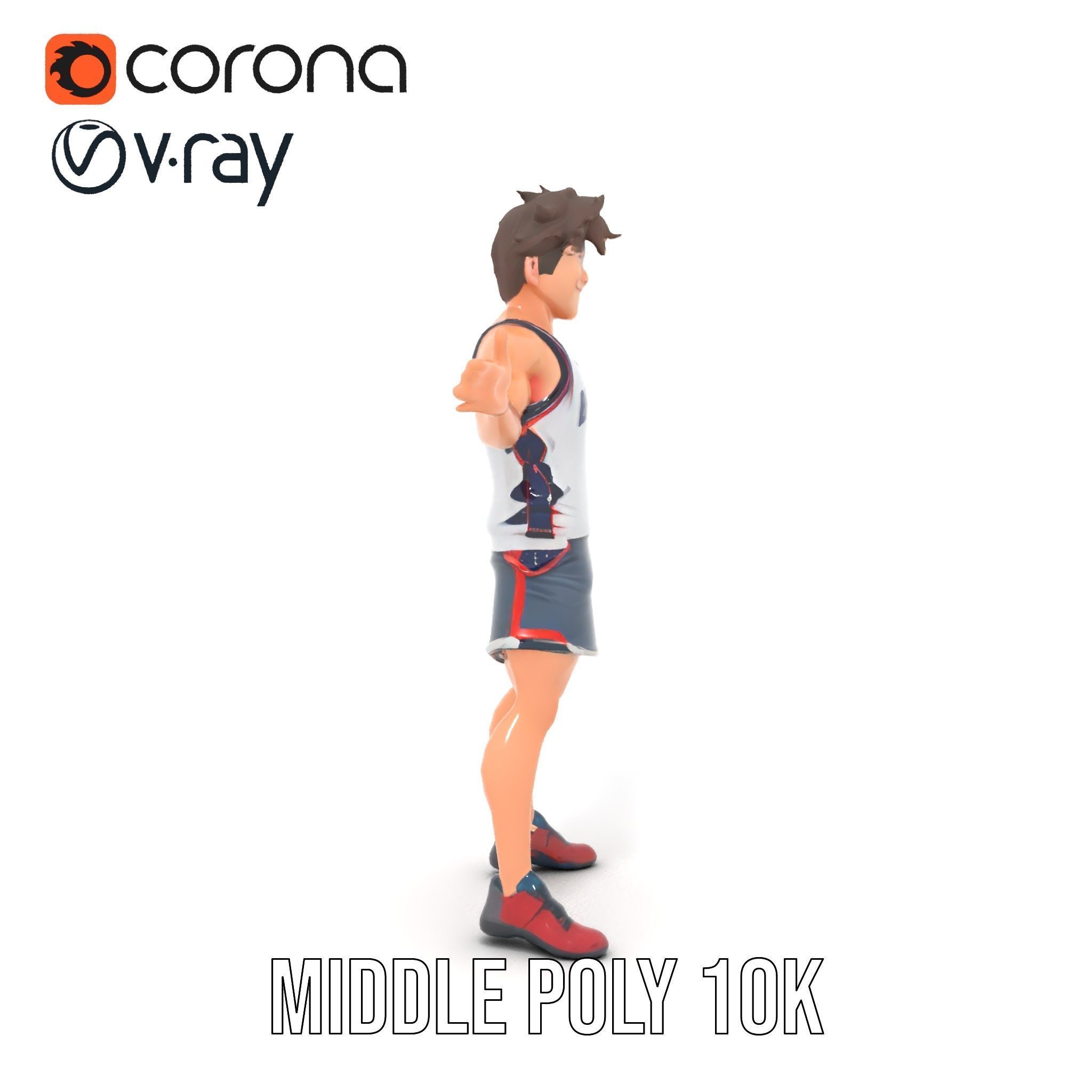 Rigged and Animated D Basketball Player Character Model Low-poly 3D model_32
