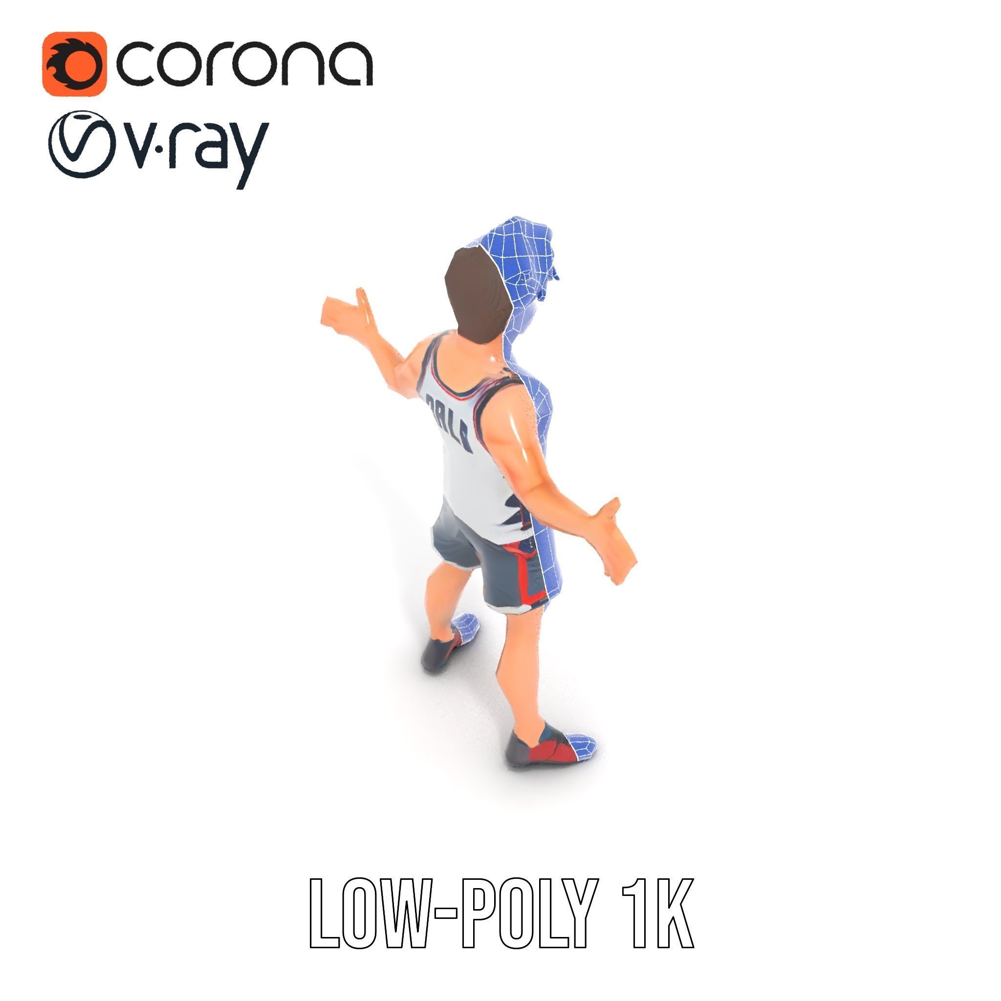 Rigged and Animated D Basketball Player Character Model Low-poly 3D model_24