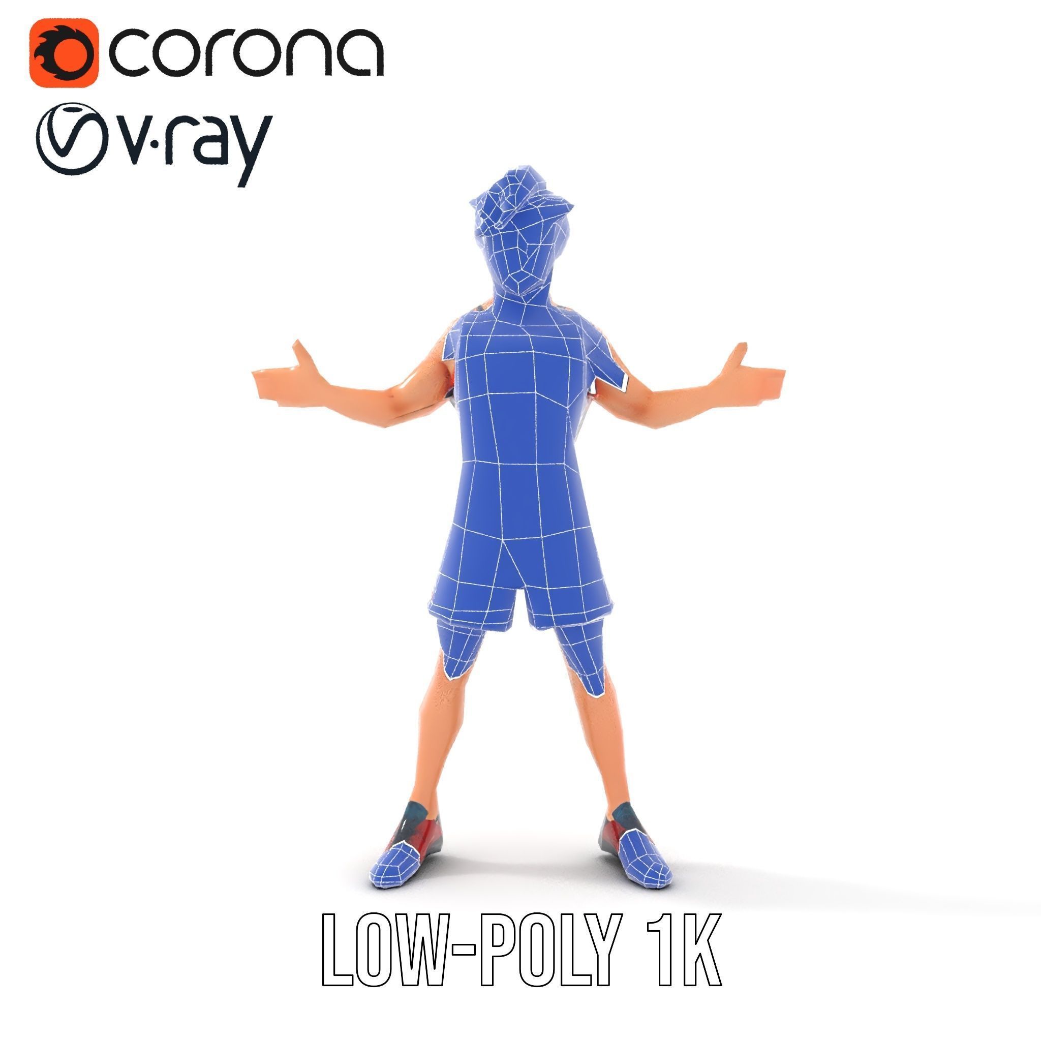 Rigged and Animated D Basketball Player Character Model Low-poly 3D model_30