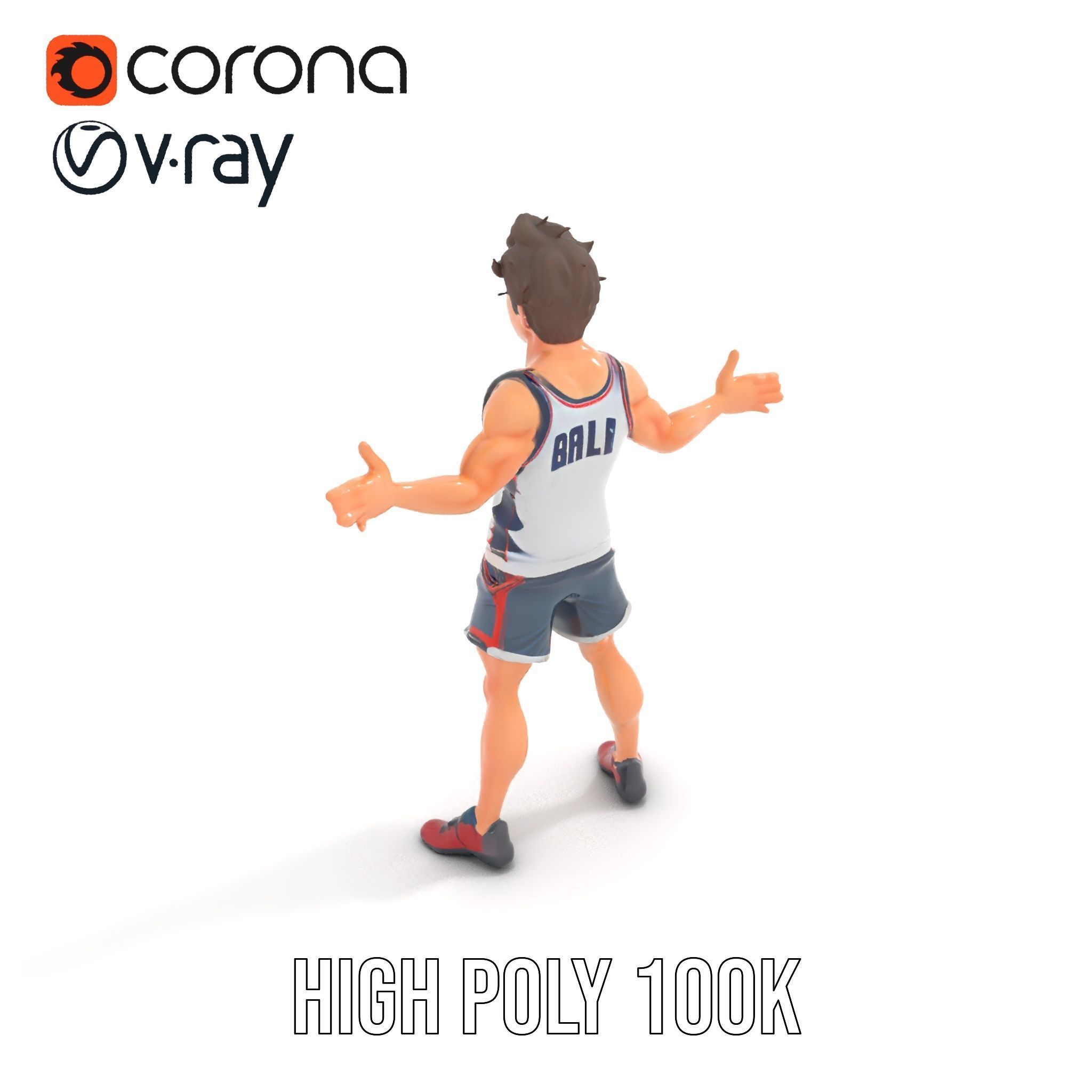 Rigged and Animated D Basketball Player Character Model Low-poly 3D model_15
