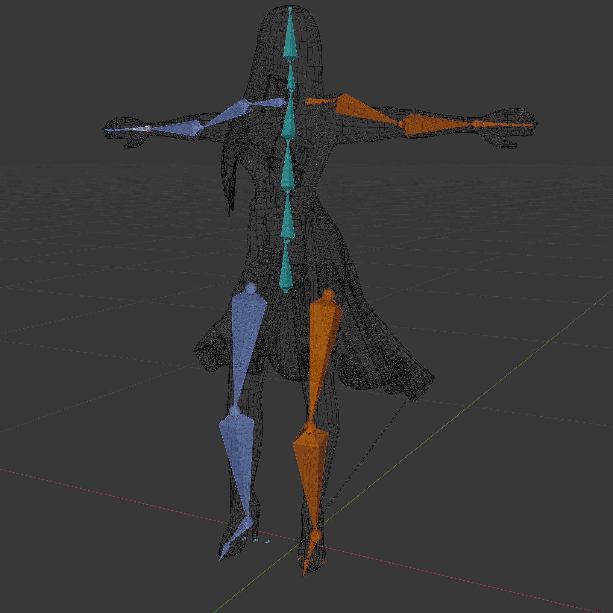 Colorful Fashion Character Model Rigged and Animated Low-poly 3D model_5