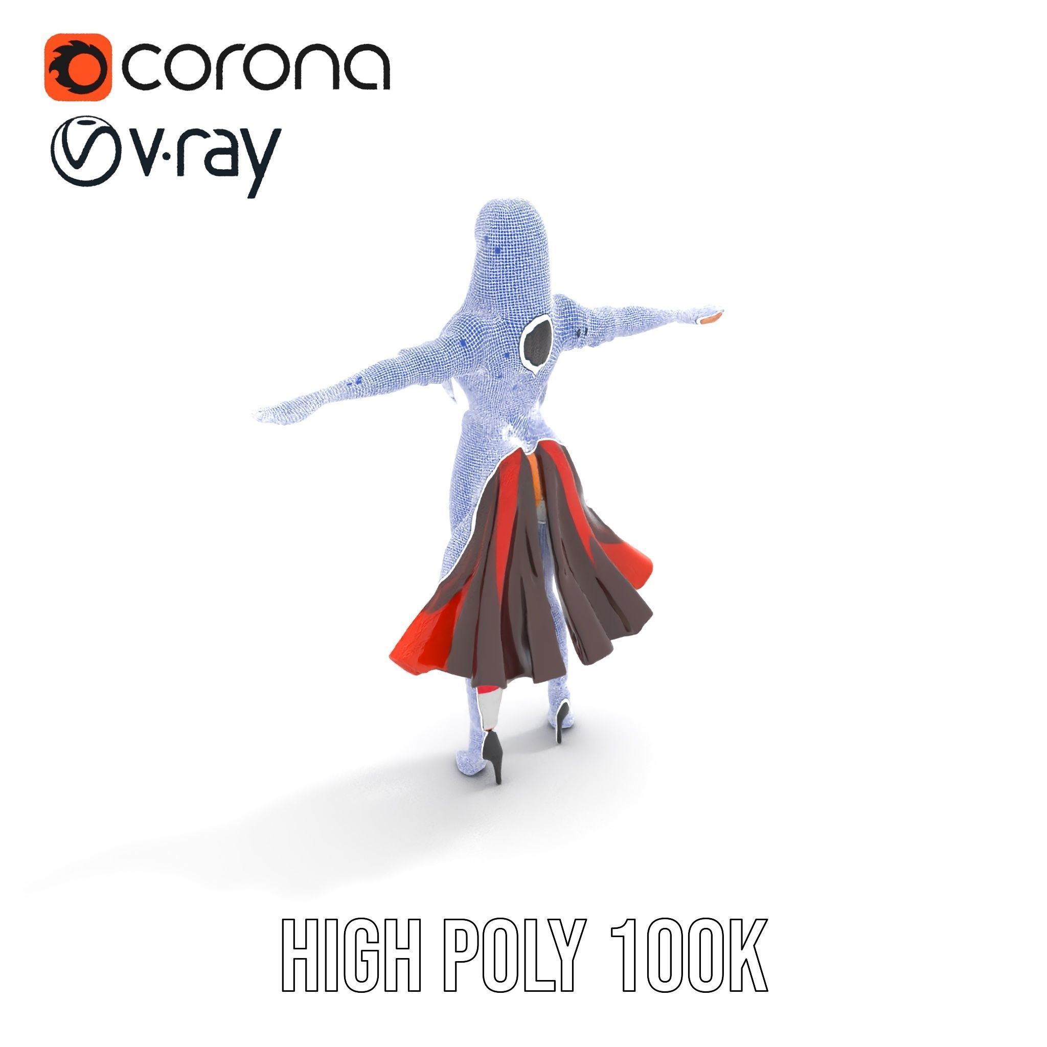 Colorful Fashion Character Model Rigged and Animated Low-poly 3D model_25