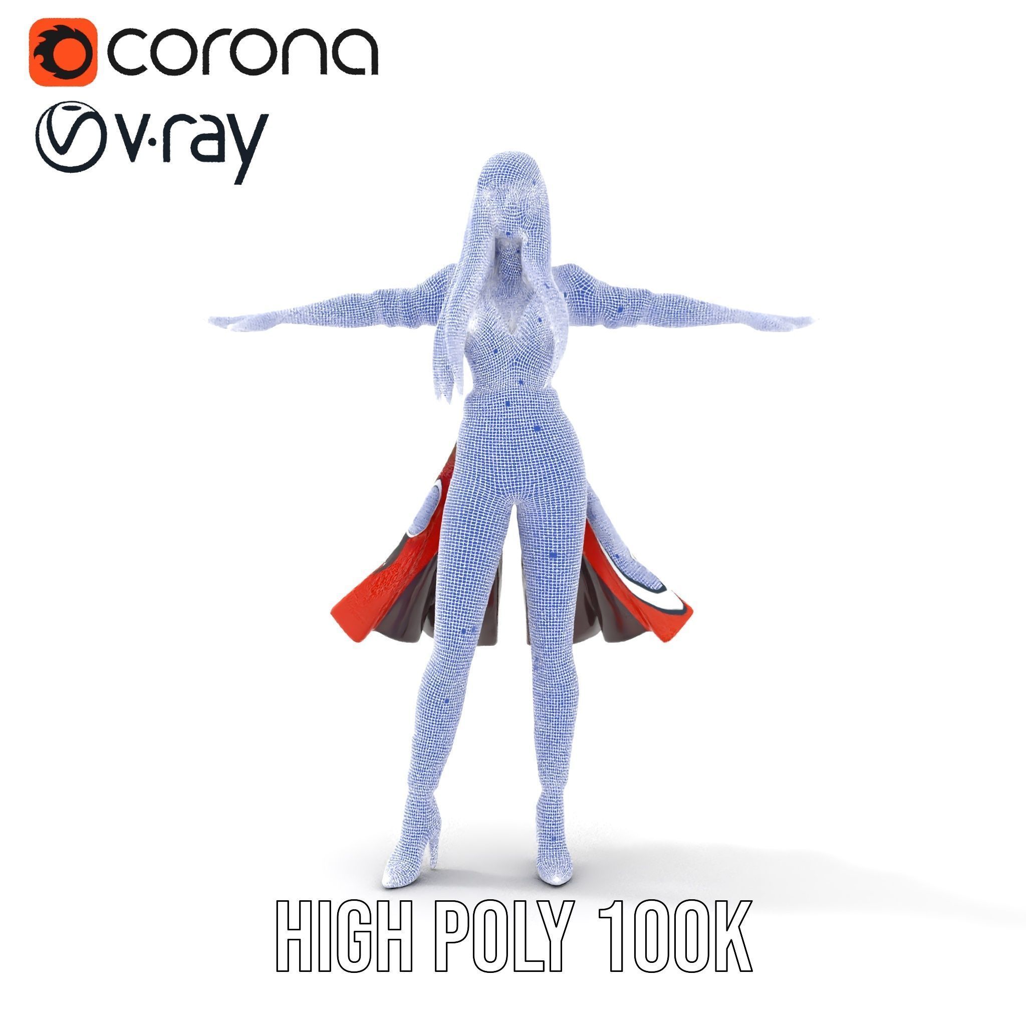 Colorful Fashion Character Model Rigged and Animated Low-poly 3D model_36