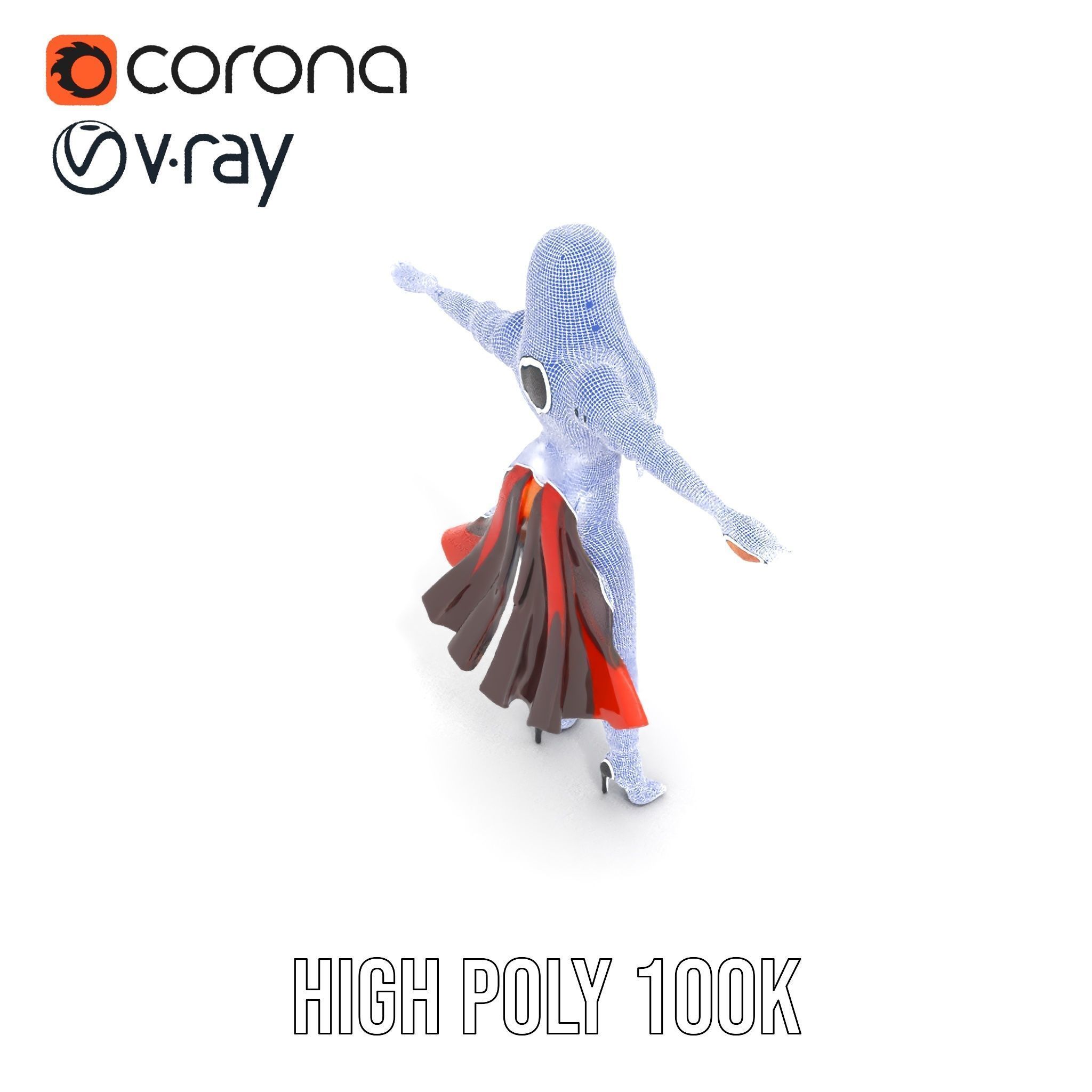 Colorful Fashion Character Model Rigged and Animated Low-poly 3D model_31