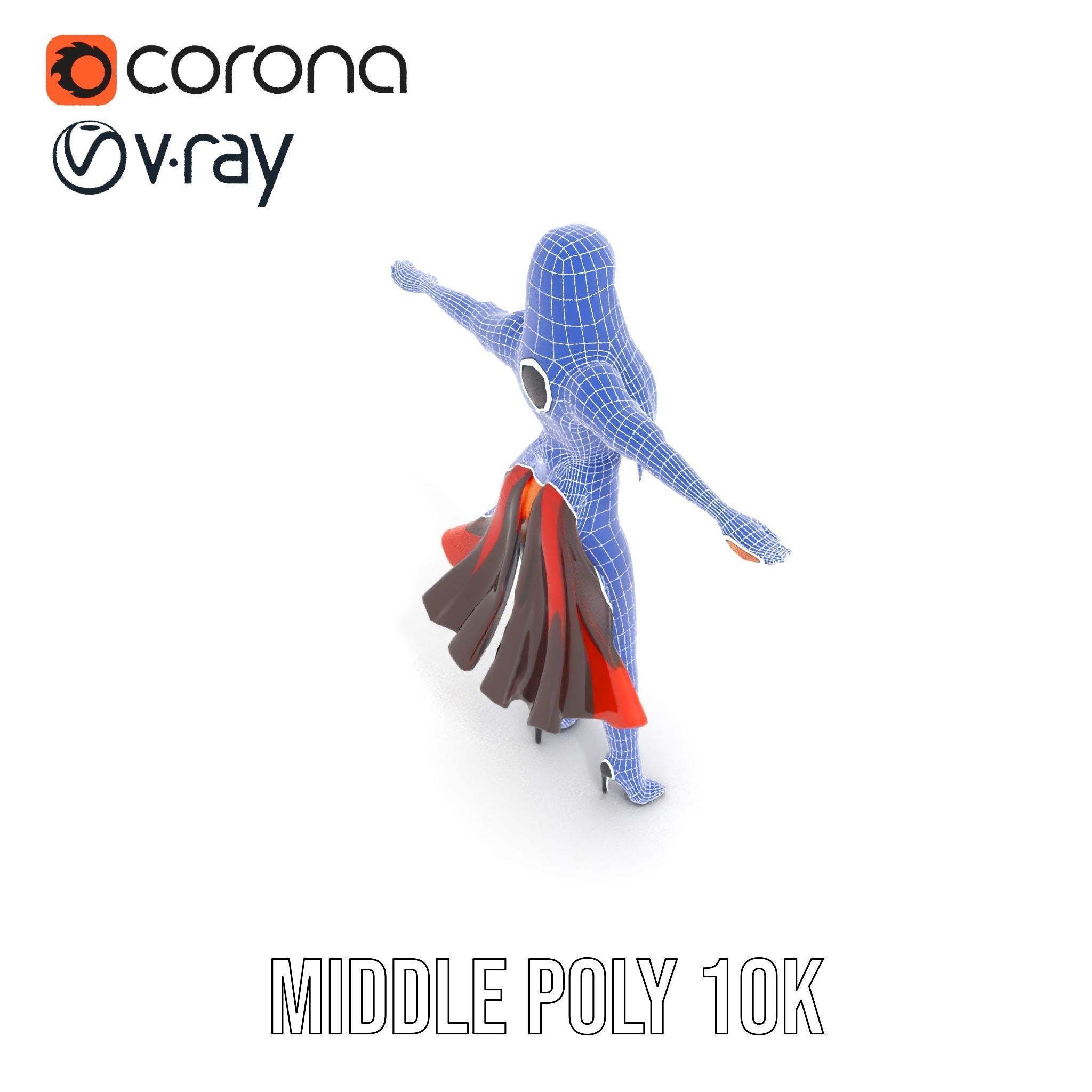 Colorful Fashion Character Model Rigged and Animated Low-poly 3D model_32