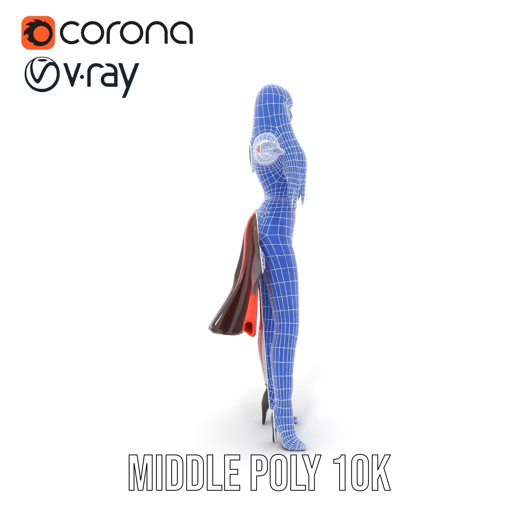 Colorful Fashion Character Model Rigged and Animated Low-poly 3D model_23