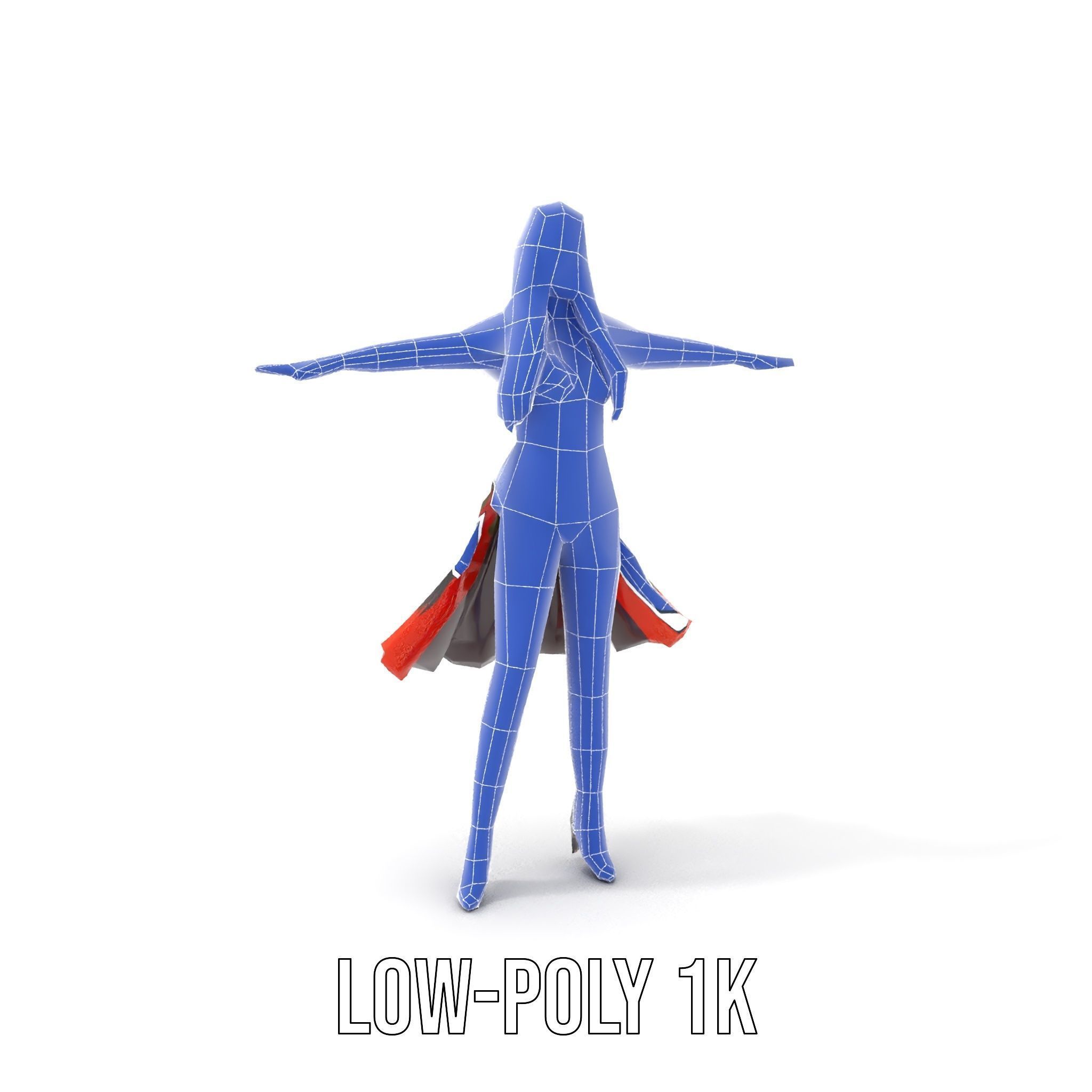 Colorful Fashion Character Model Rigged and Animated Low-poly 3D model_11