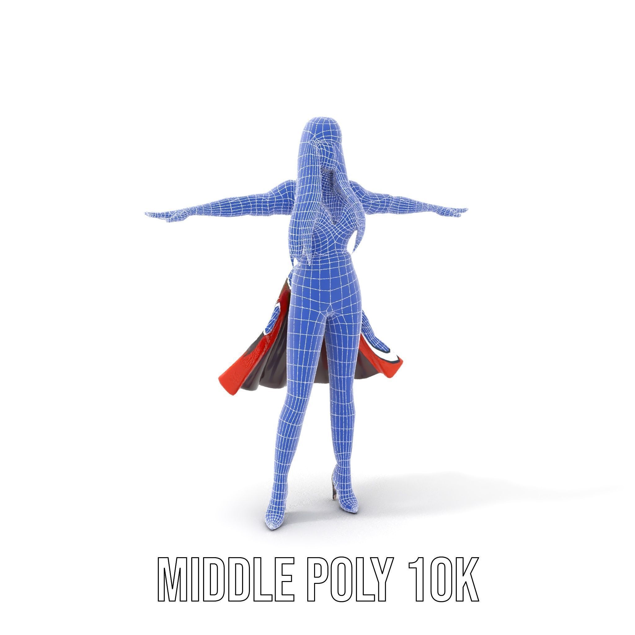 Colorful Fashion Character Model Rigged and Animated Low-poly 3D model_26