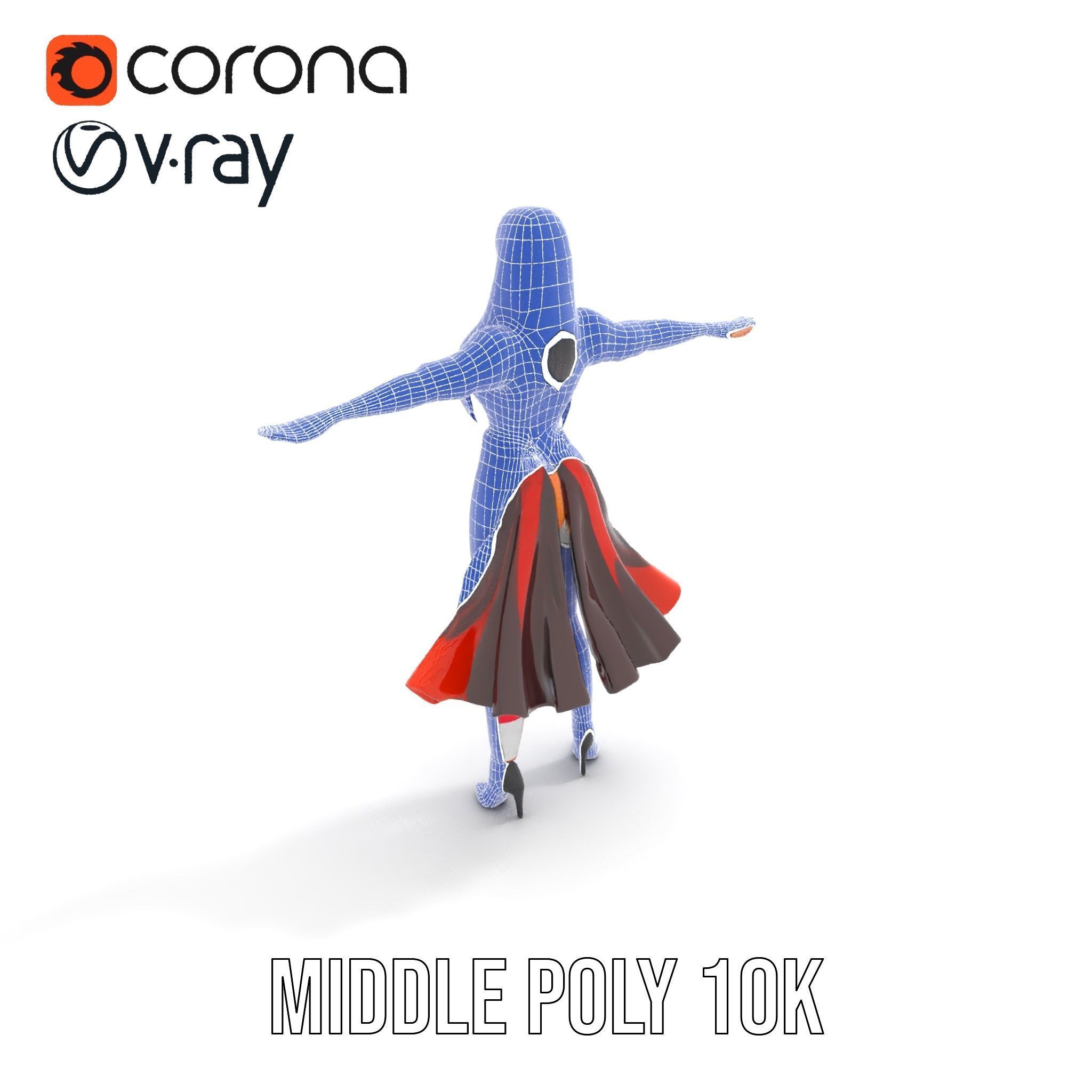 Colorful Fashion Character Model Rigged and Animated Low-poly 3D model_34