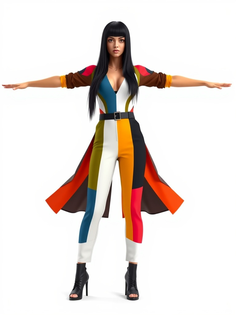 Colorful Fashion Character Model Rigged and Animated Low-poly 3D model_2